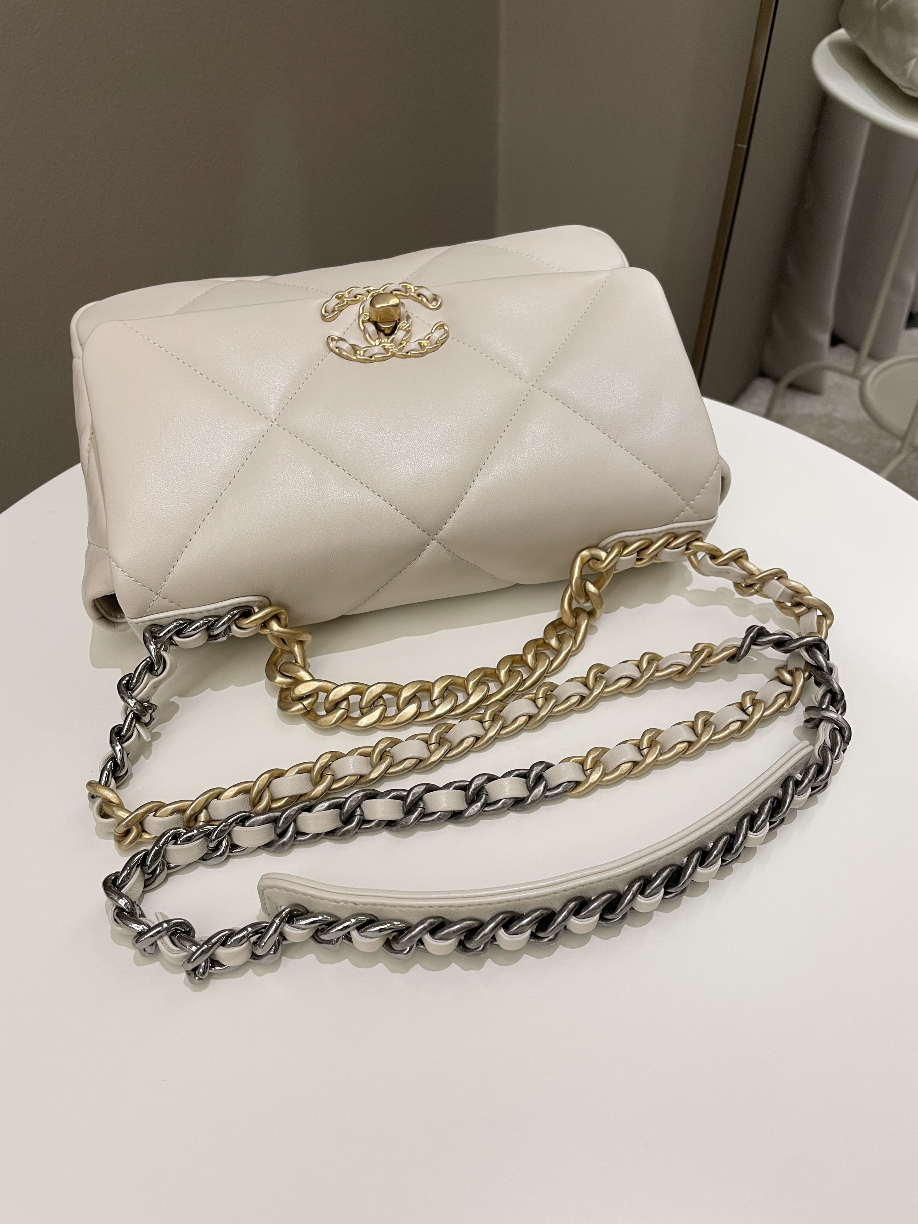 Chanel 19 Flap Bag Beige Lambskin