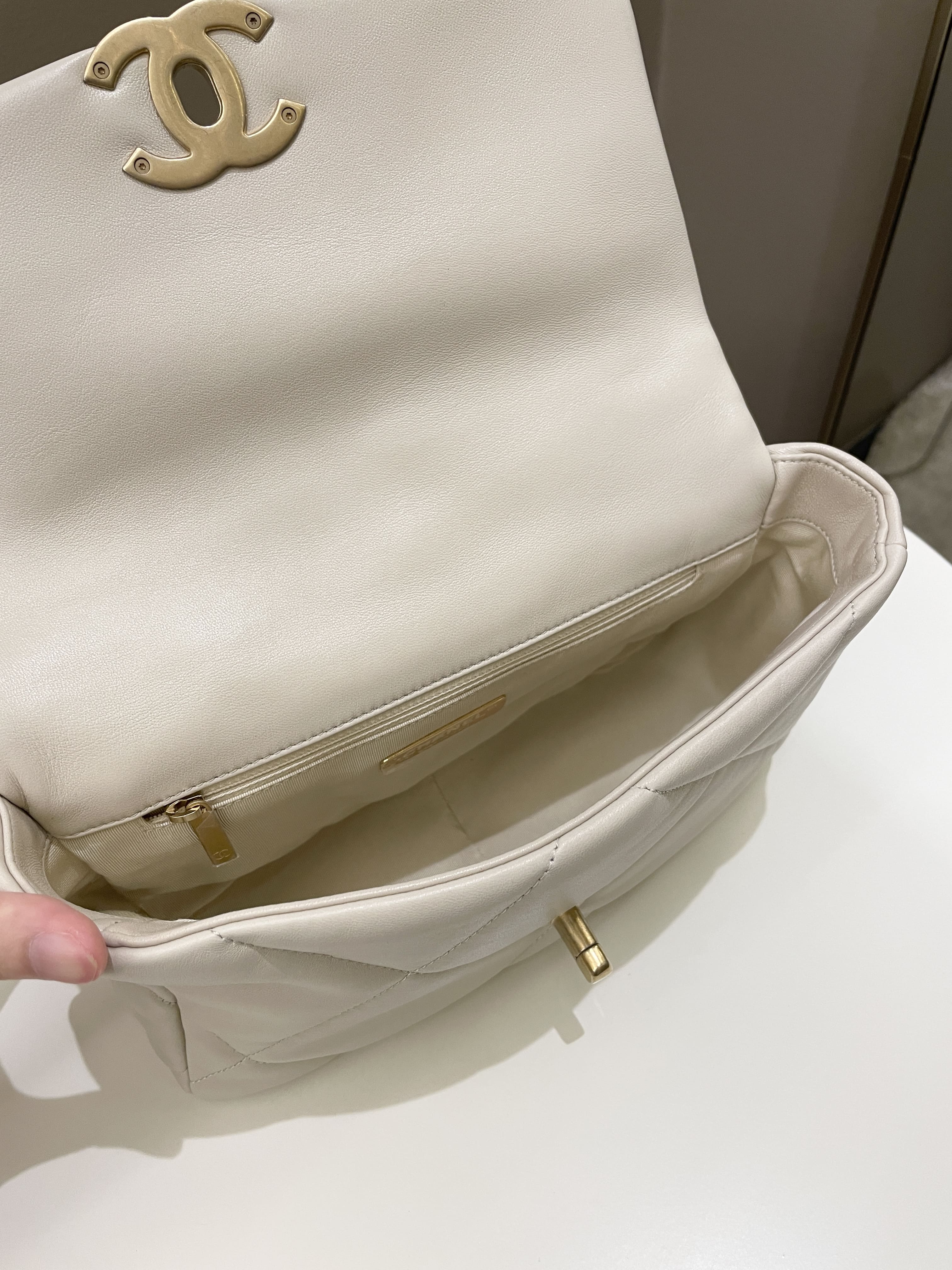 Chanel 19 Flap Bag Beige Lambskin