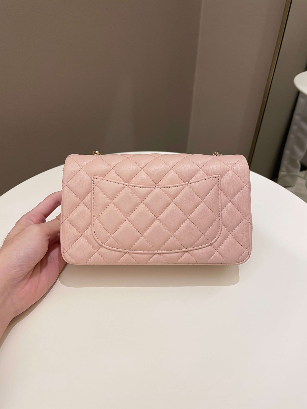 Chanel Classic Quilted Mini Rectangular Pale Pink Lambskin