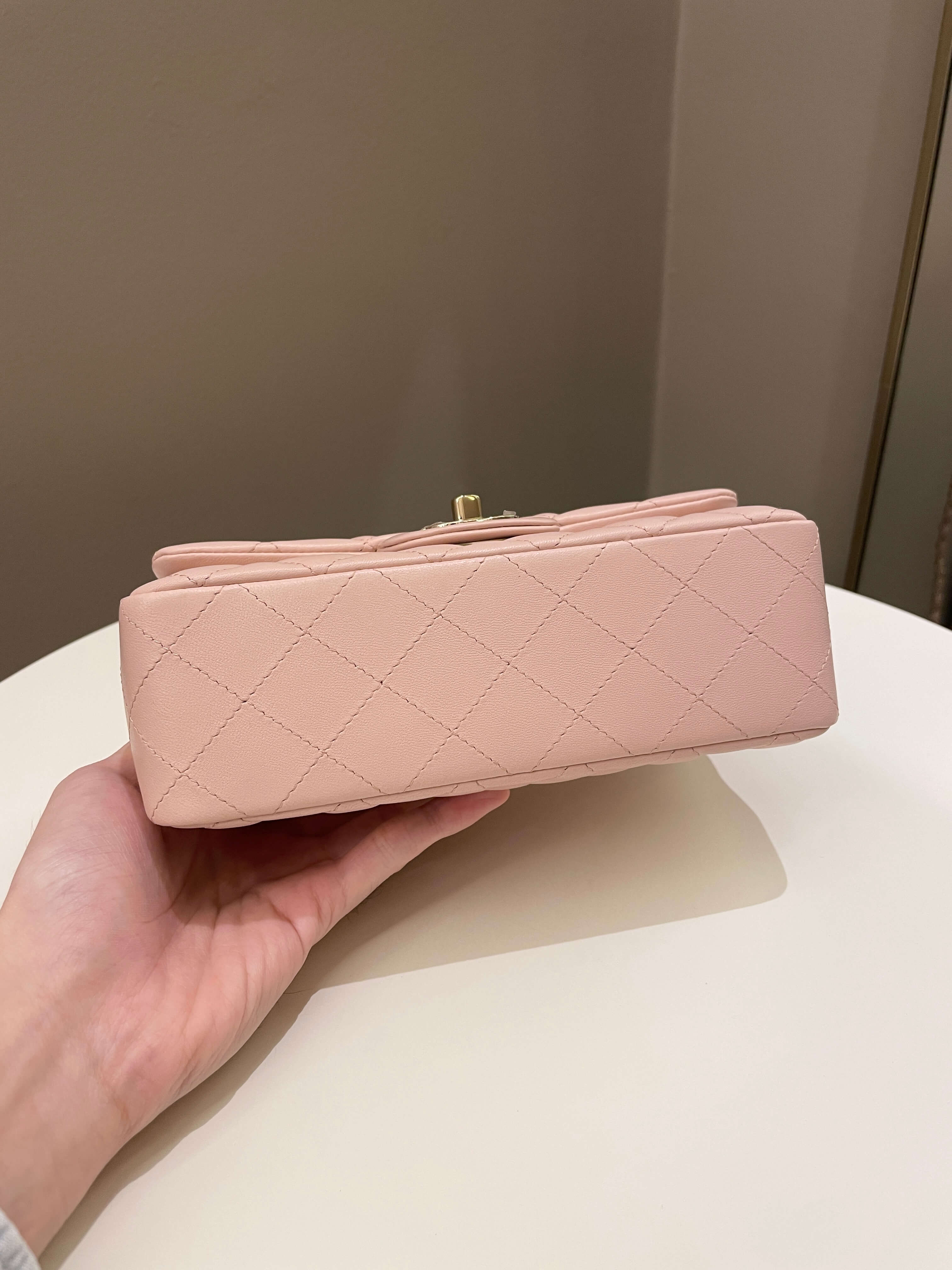 Chanel Classic Quilted Mini Rectangular Pale Pink Lambskin