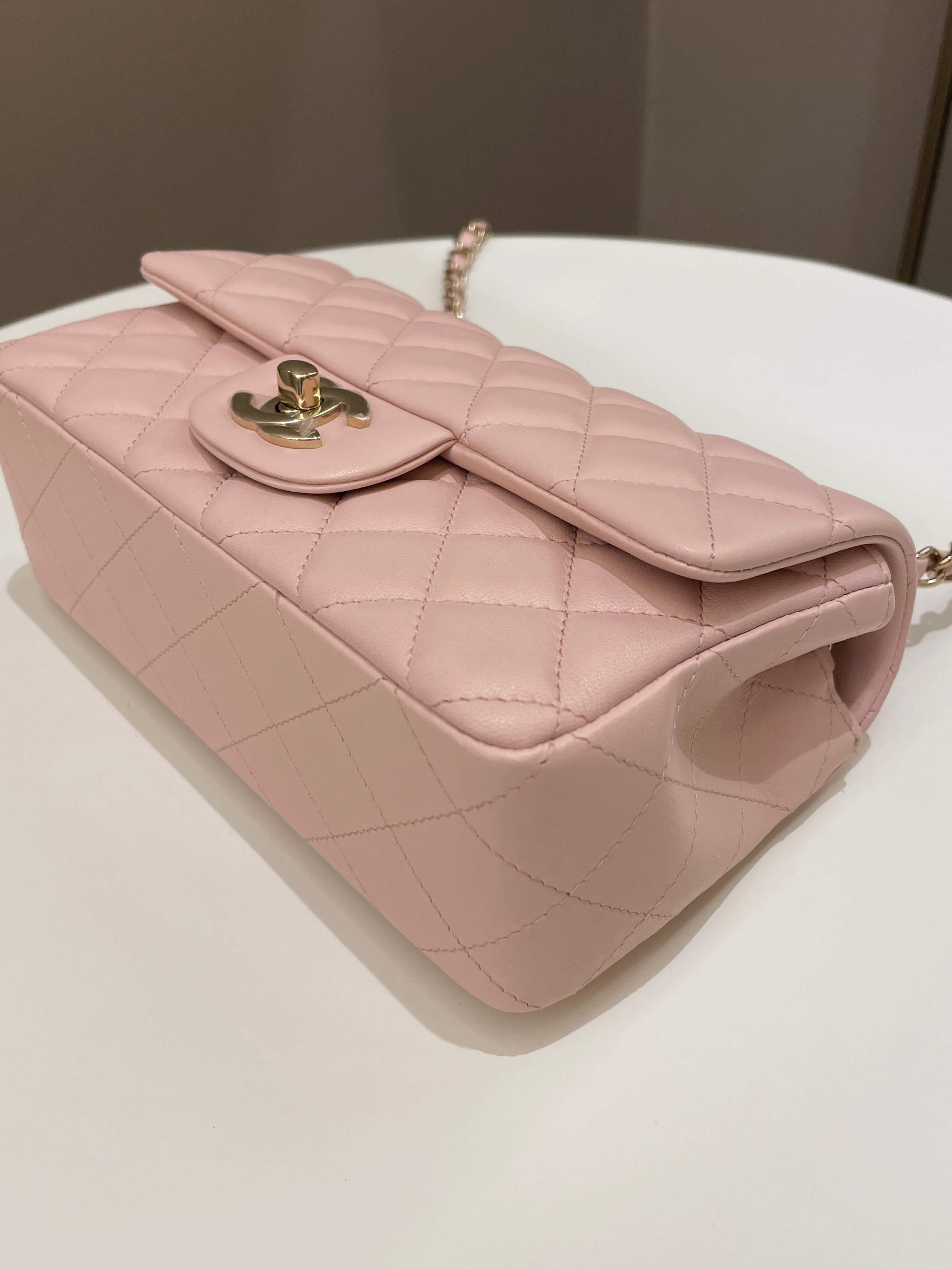 Chanel Classic Quilted Mini Rectangular Pale Pink Lambskin