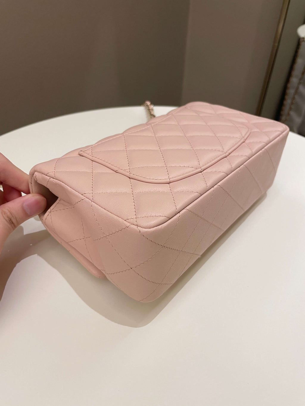 Chanel Classic Quilted Mini Rectangular Pale Pink Lambskin