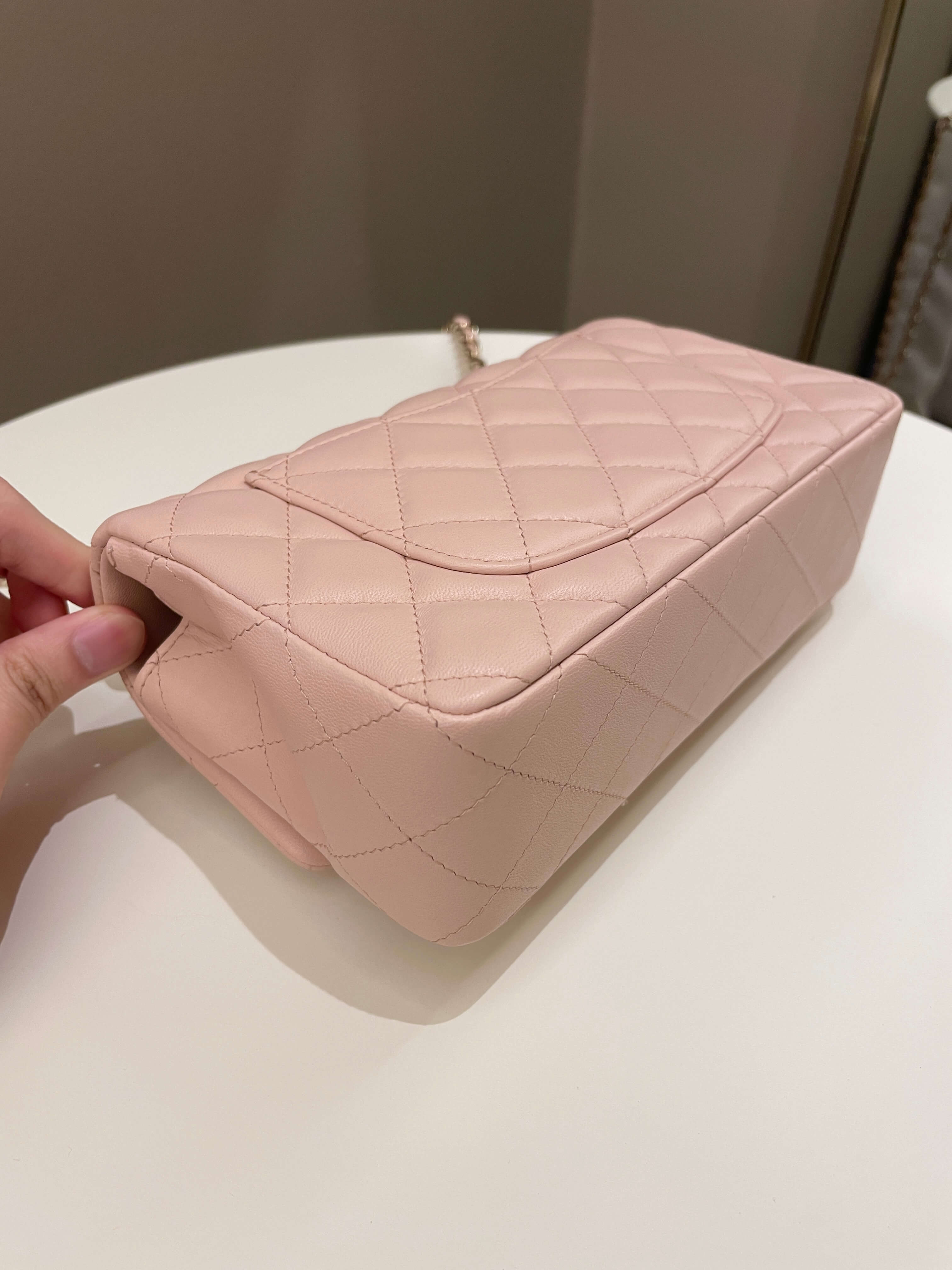 Chanel Classic Quilted Mini Rectangular Pale Pink Lambskin