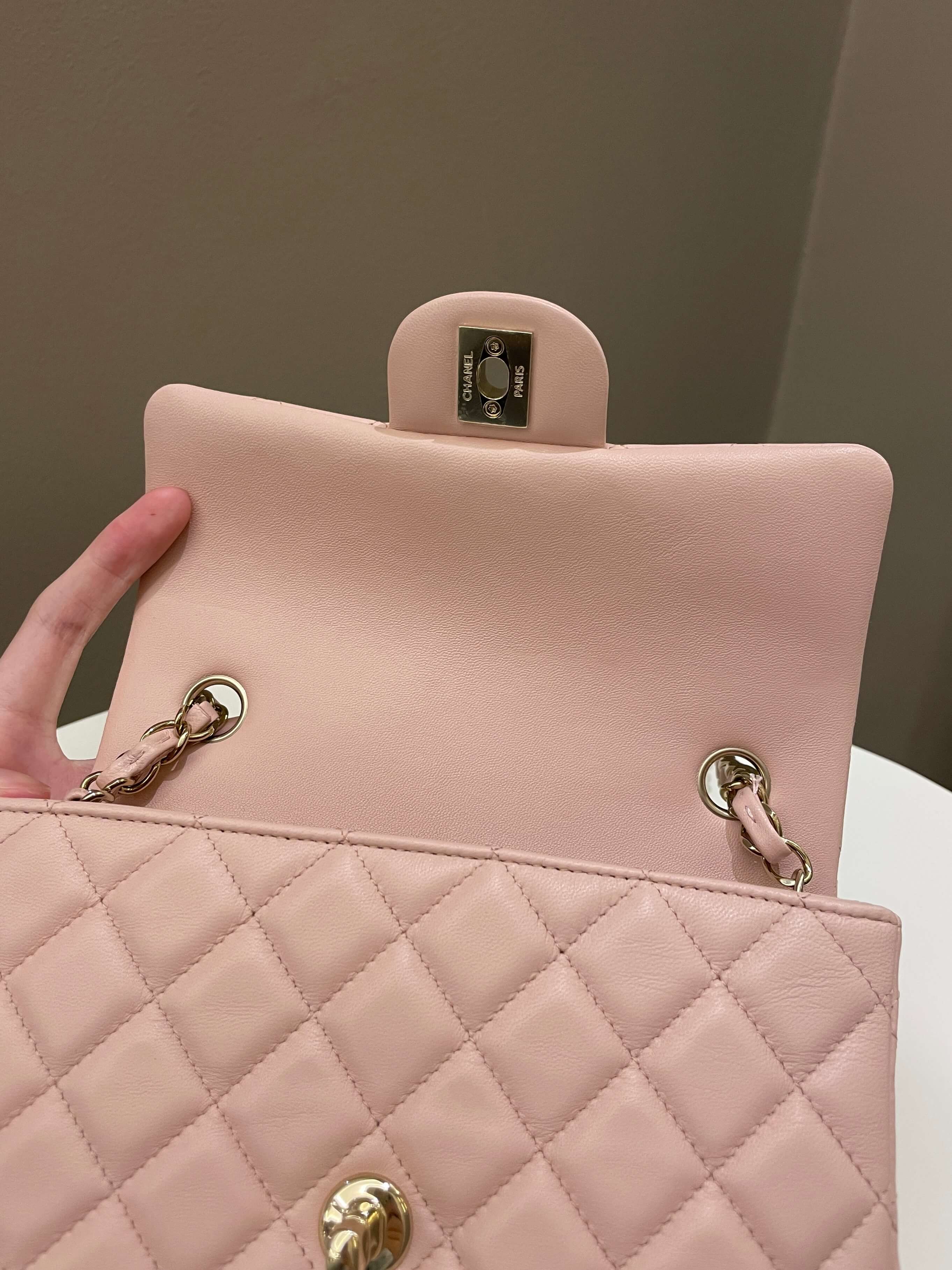 Chanel Classic Quilted Mini Rectangular Pale Pink Lambskin