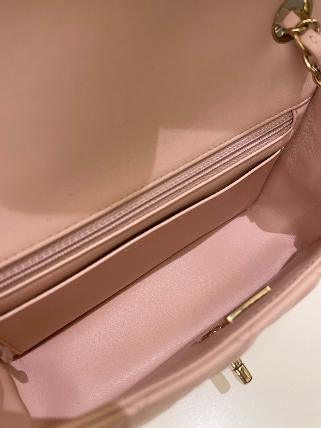 Chanel Classic Quilted Mini Rectangular Pale Pink Lambskin