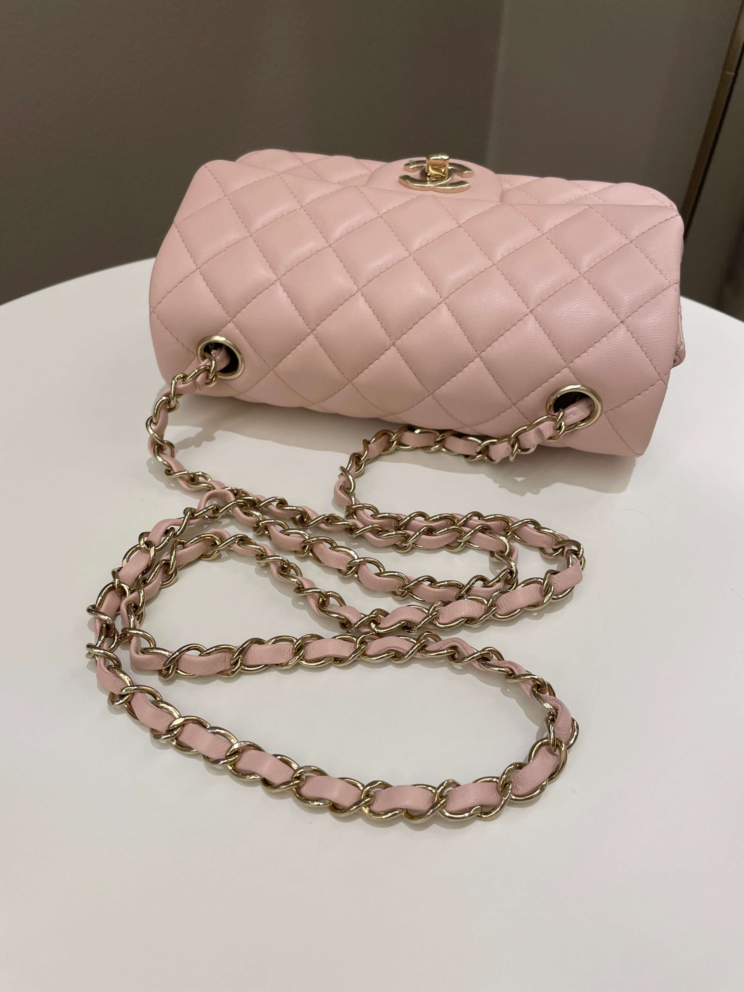 Chanel Classic Quilted Mini Rectangular Pale Pink Lambskin