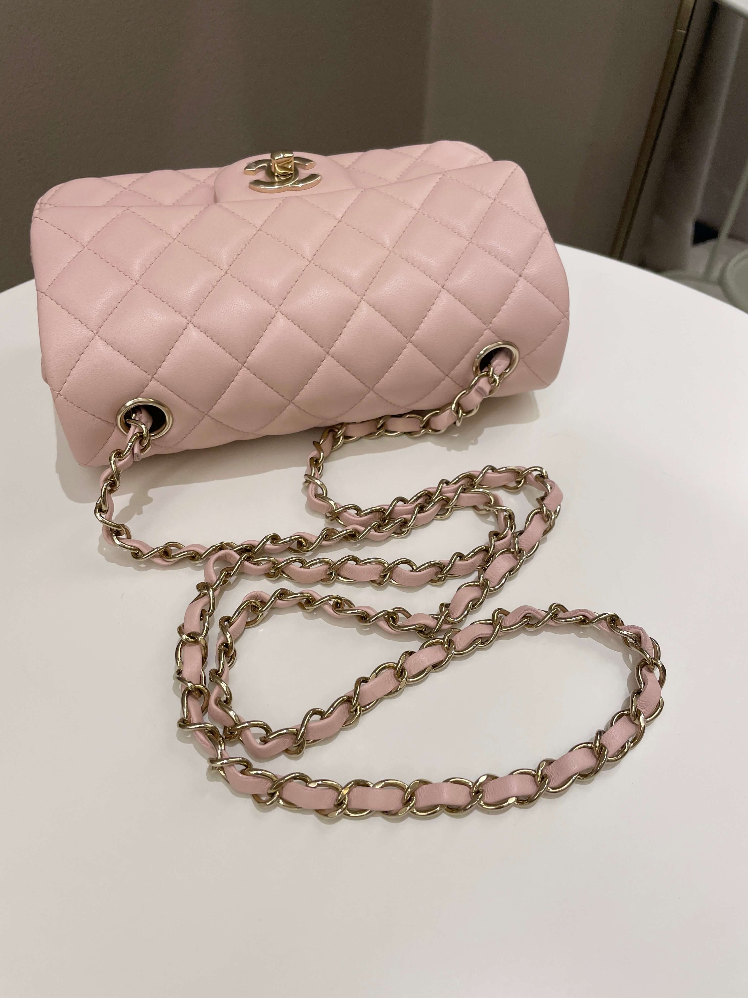 Chanel Classic Quilted Mini Rectangular Pale Pink Lambskin