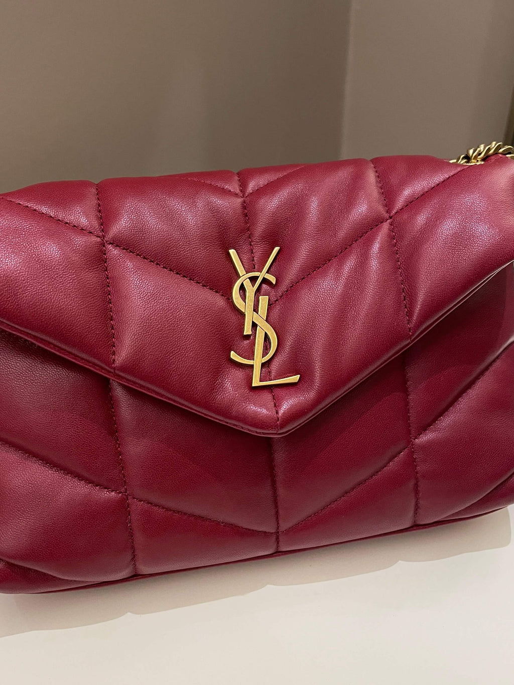 Saint Laurent Puffer Bag Red Lambskin