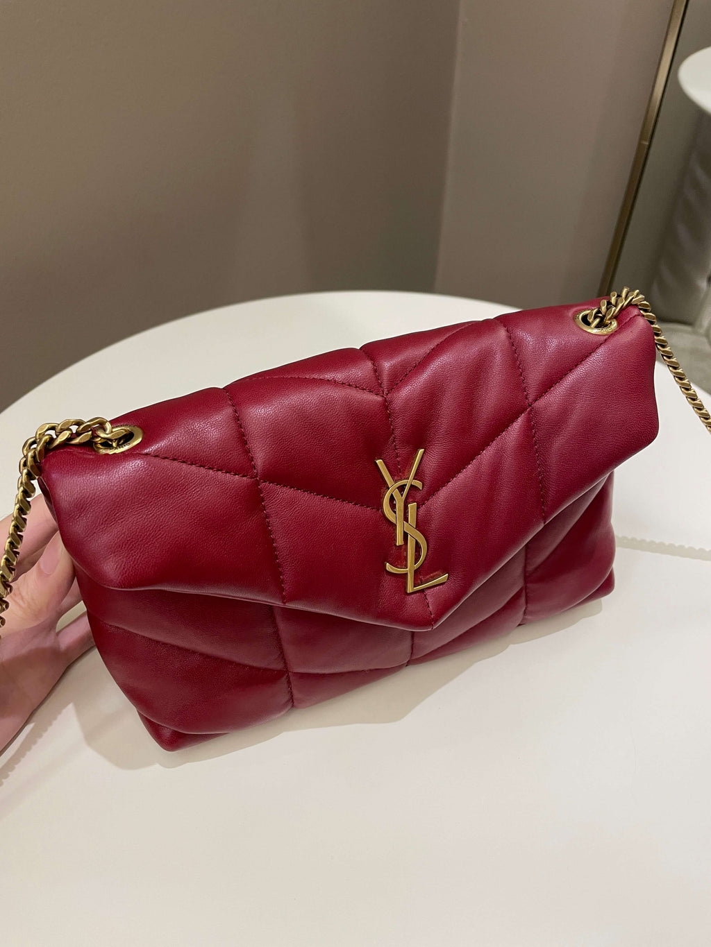 Saint Laurent Puffer Bag Red Lambskin