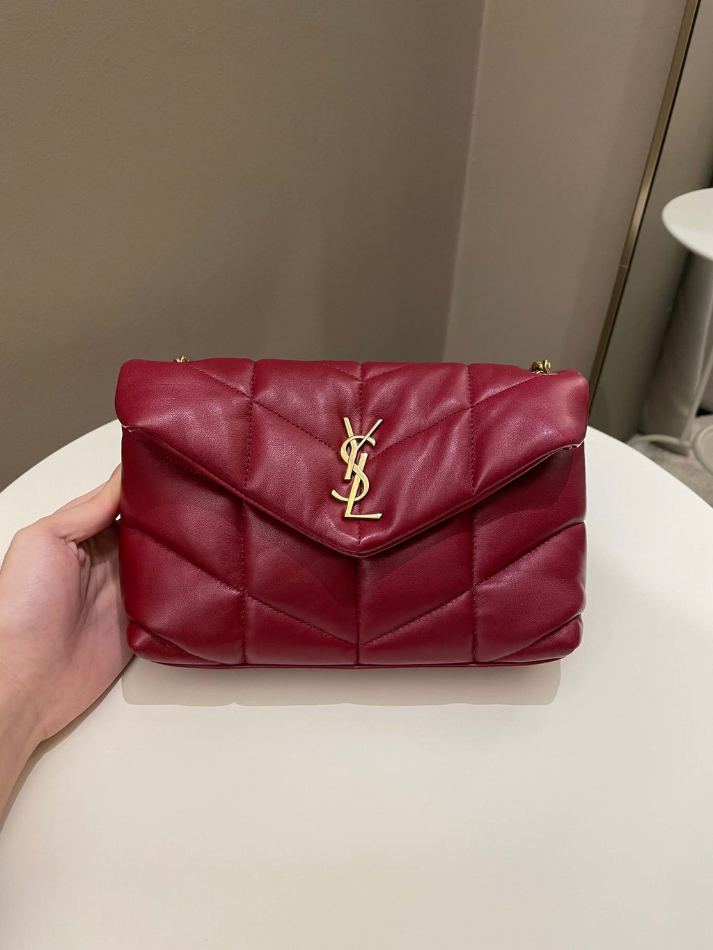 Saint Laurent Puffer Bag Red Lambskin