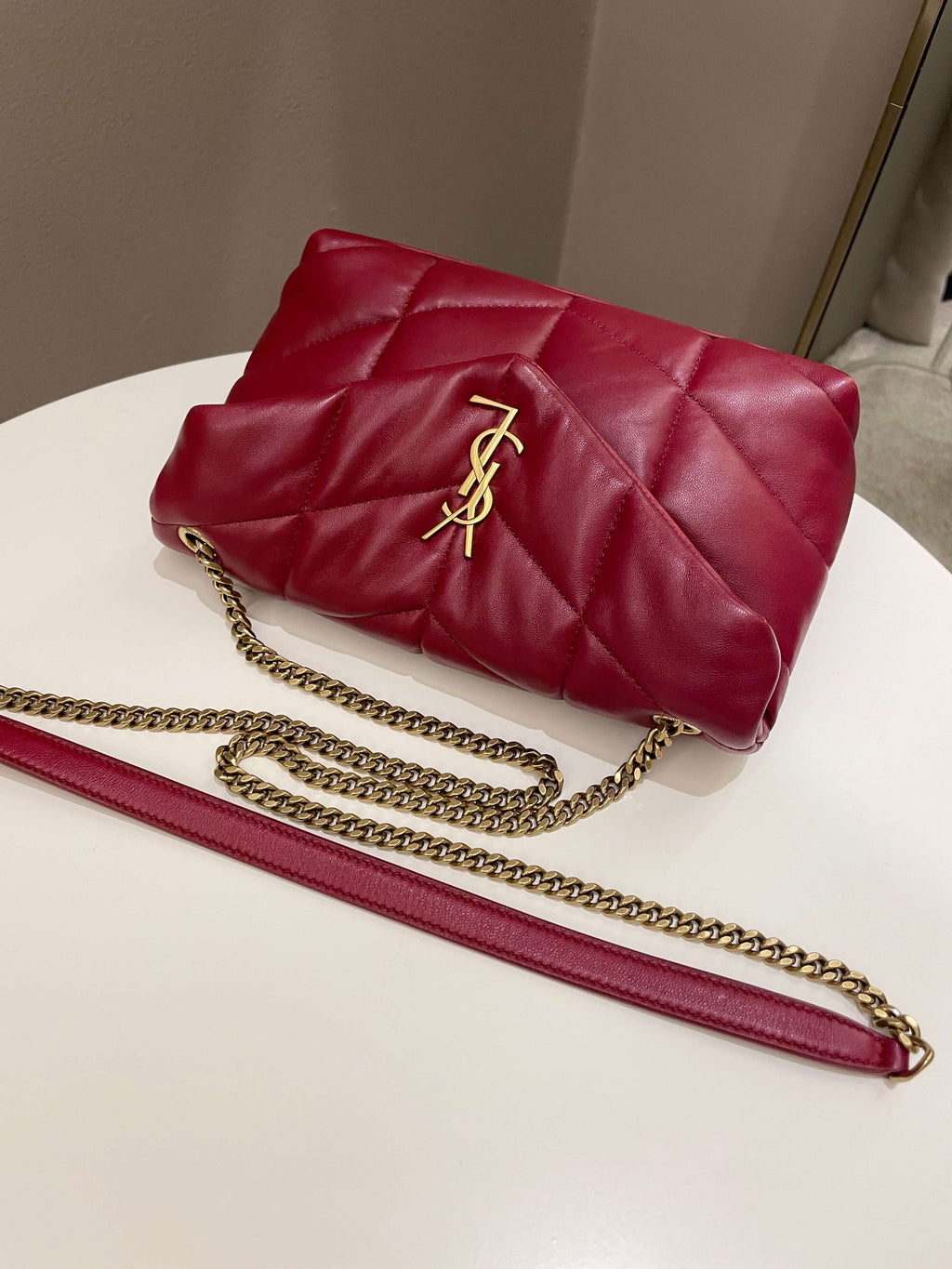 Saint Laurent Puffer Bag Red Lambskin