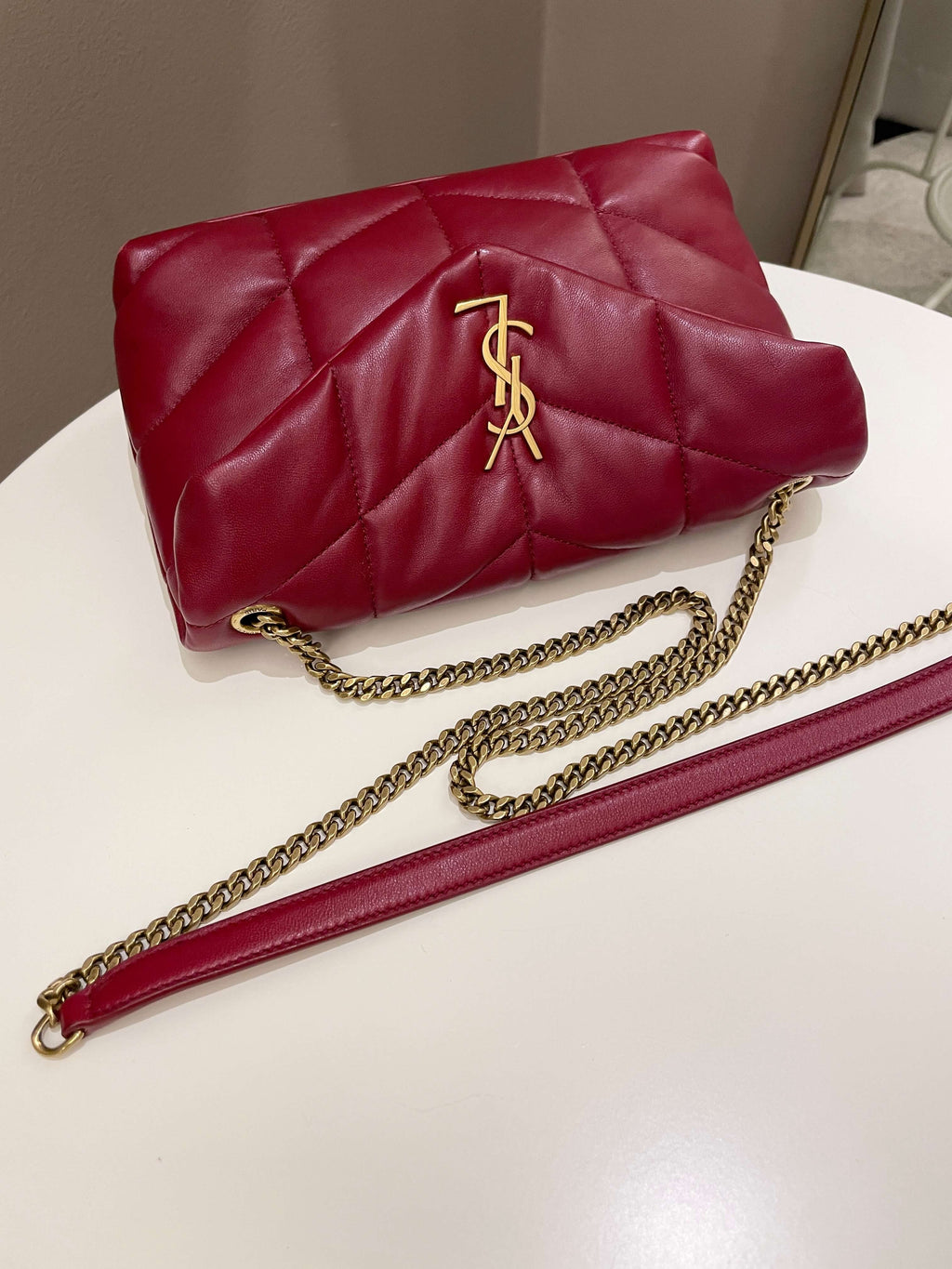 Saint Laurent Puffer Bag Red Lambskin