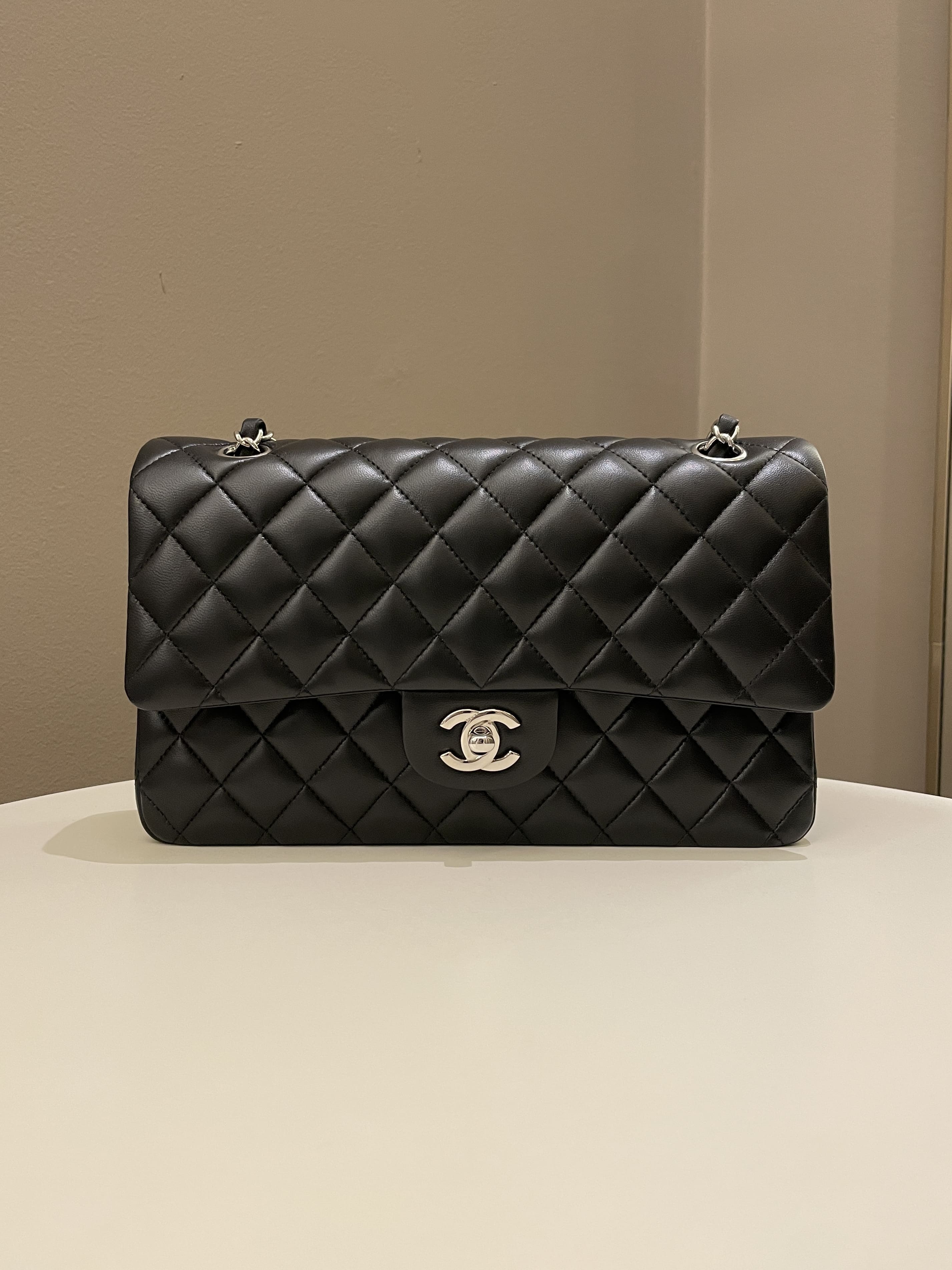 Chanel Classic Quilted Medium Double Flap Black Lambskin