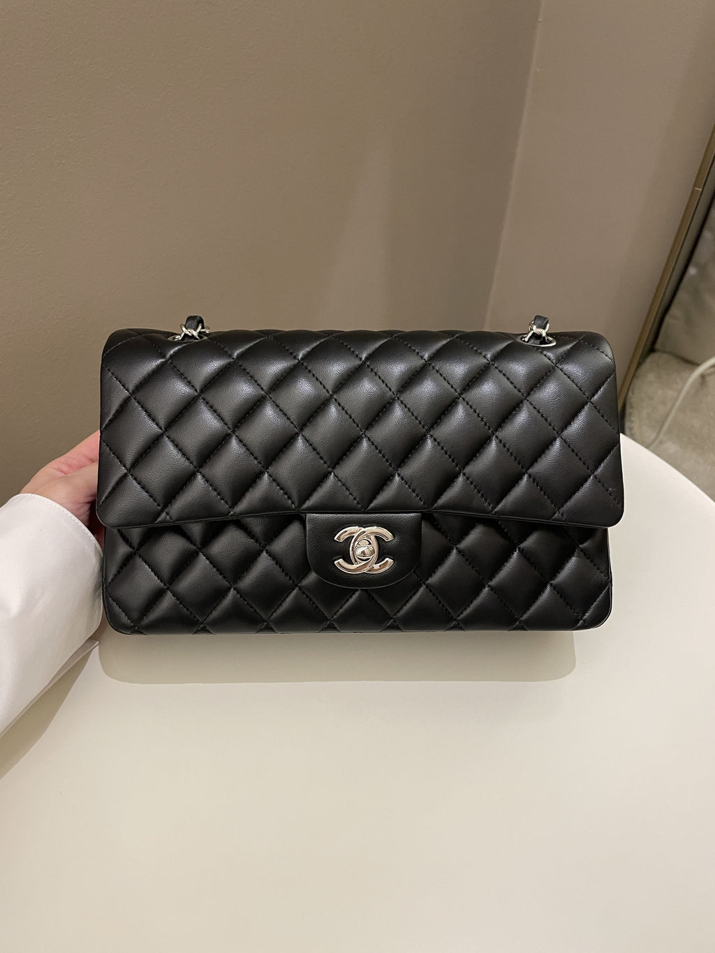 Chanel Classic Quilted Medium Double Flap Black Lambskin