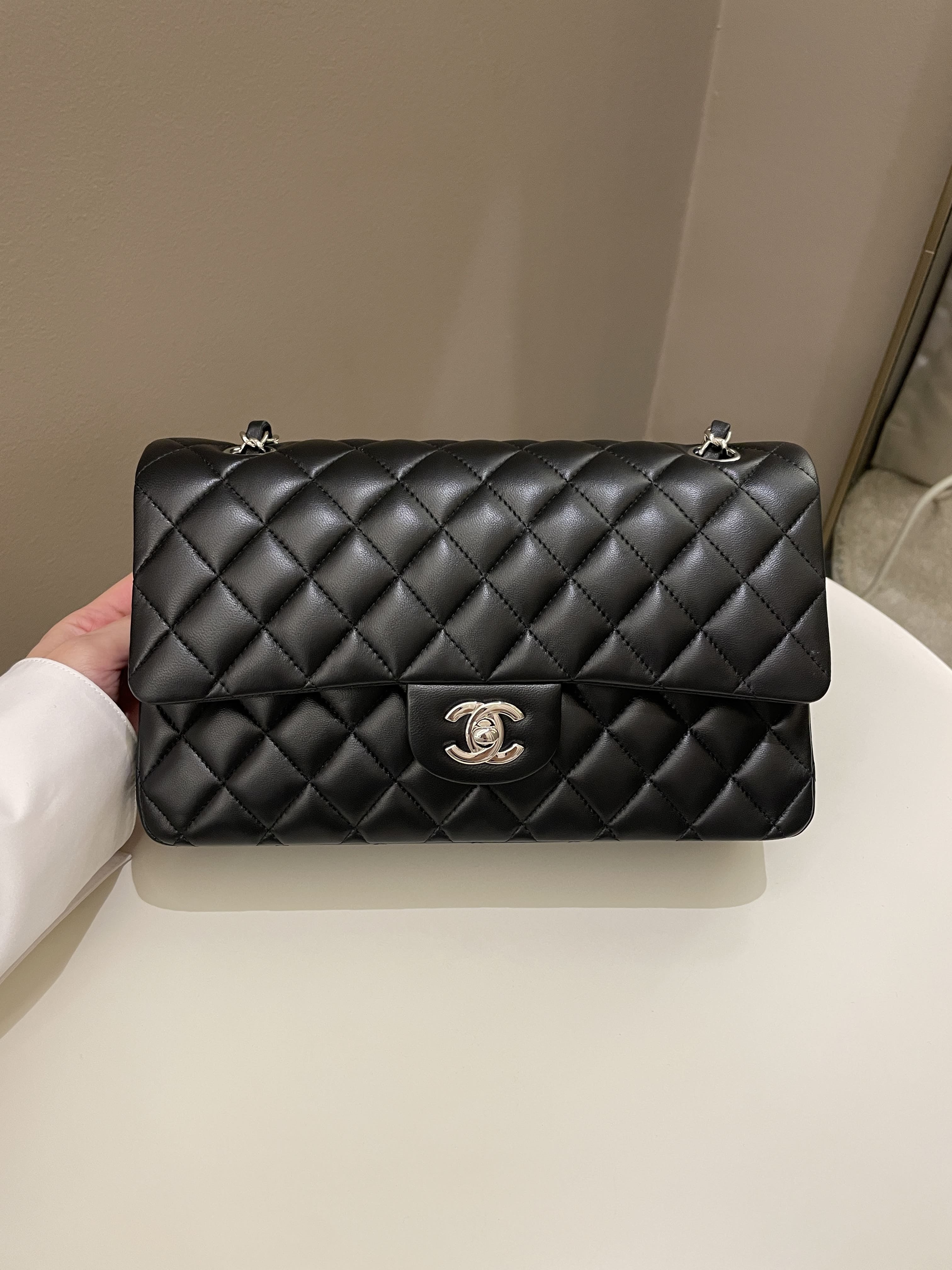 Chanel Classic Quilted Medium Double Flap Black Lambskin