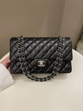 Chanel Classic Quilted Medium Double Flap Black Lambskin
