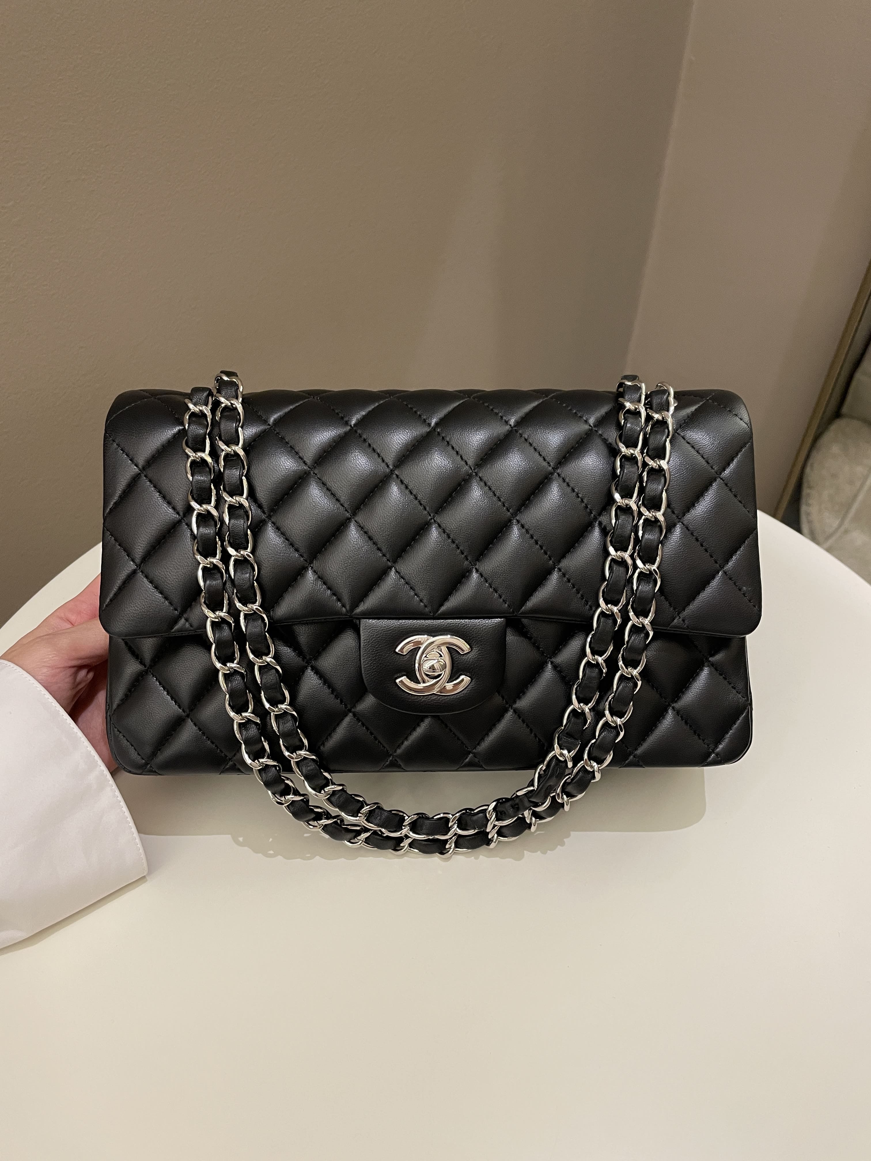 Chanel Classic Quilted Medium Double Flap Black Lambskin