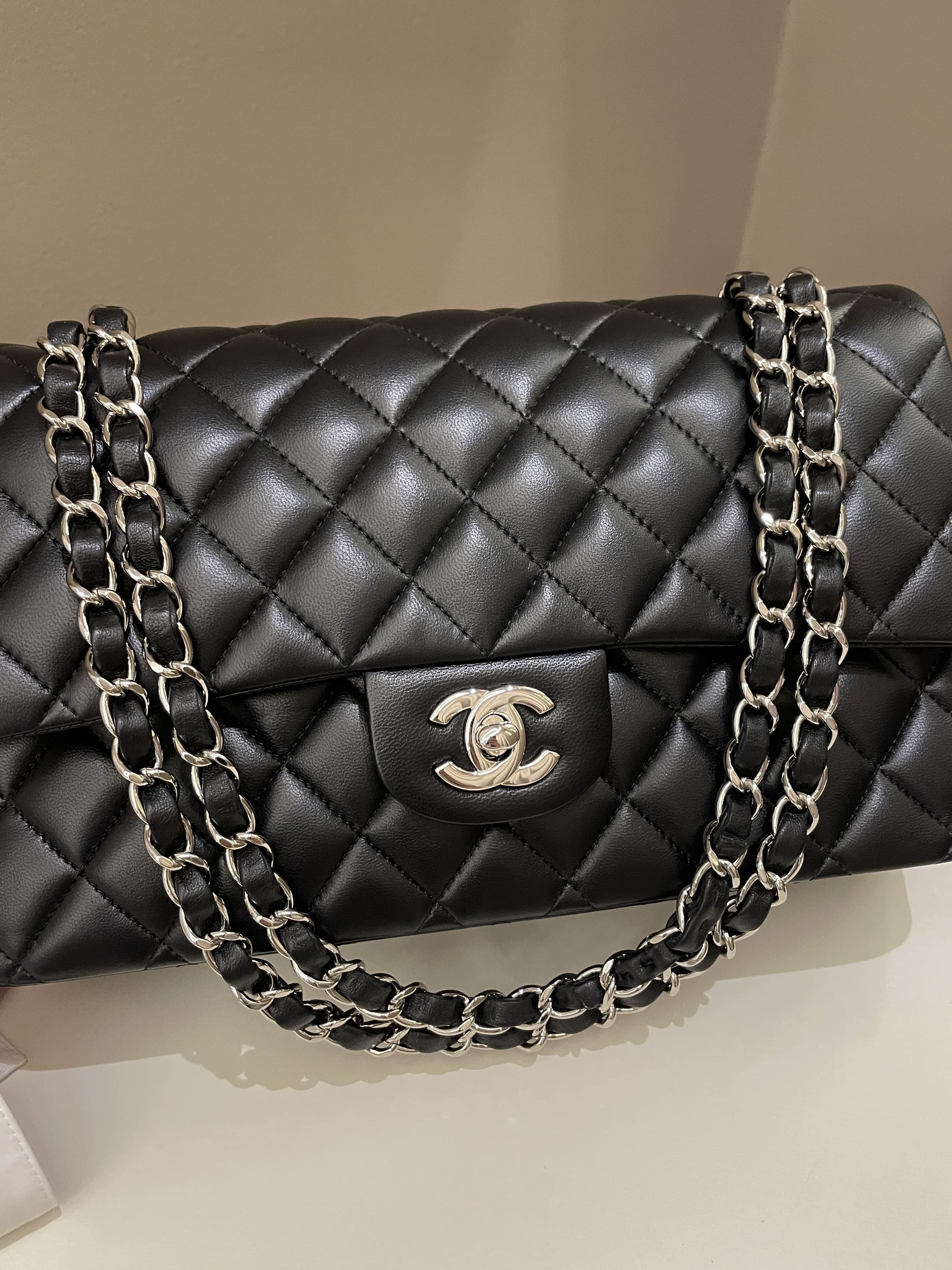 Chanel Classic Quilted Medium Double Flap Black Lambskin