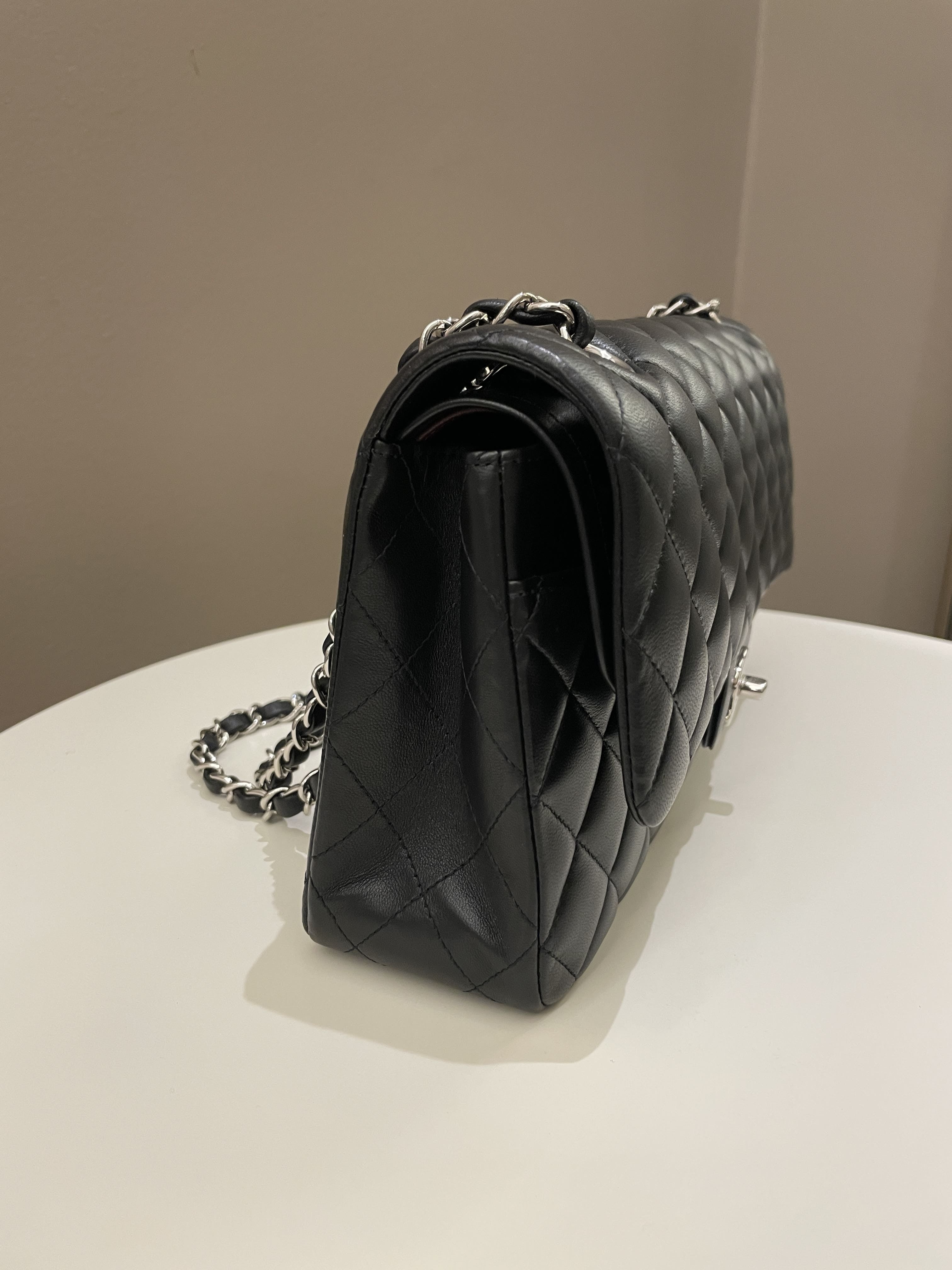 Chanel Classic Quilted Medium Double Flap Black Lambskin
