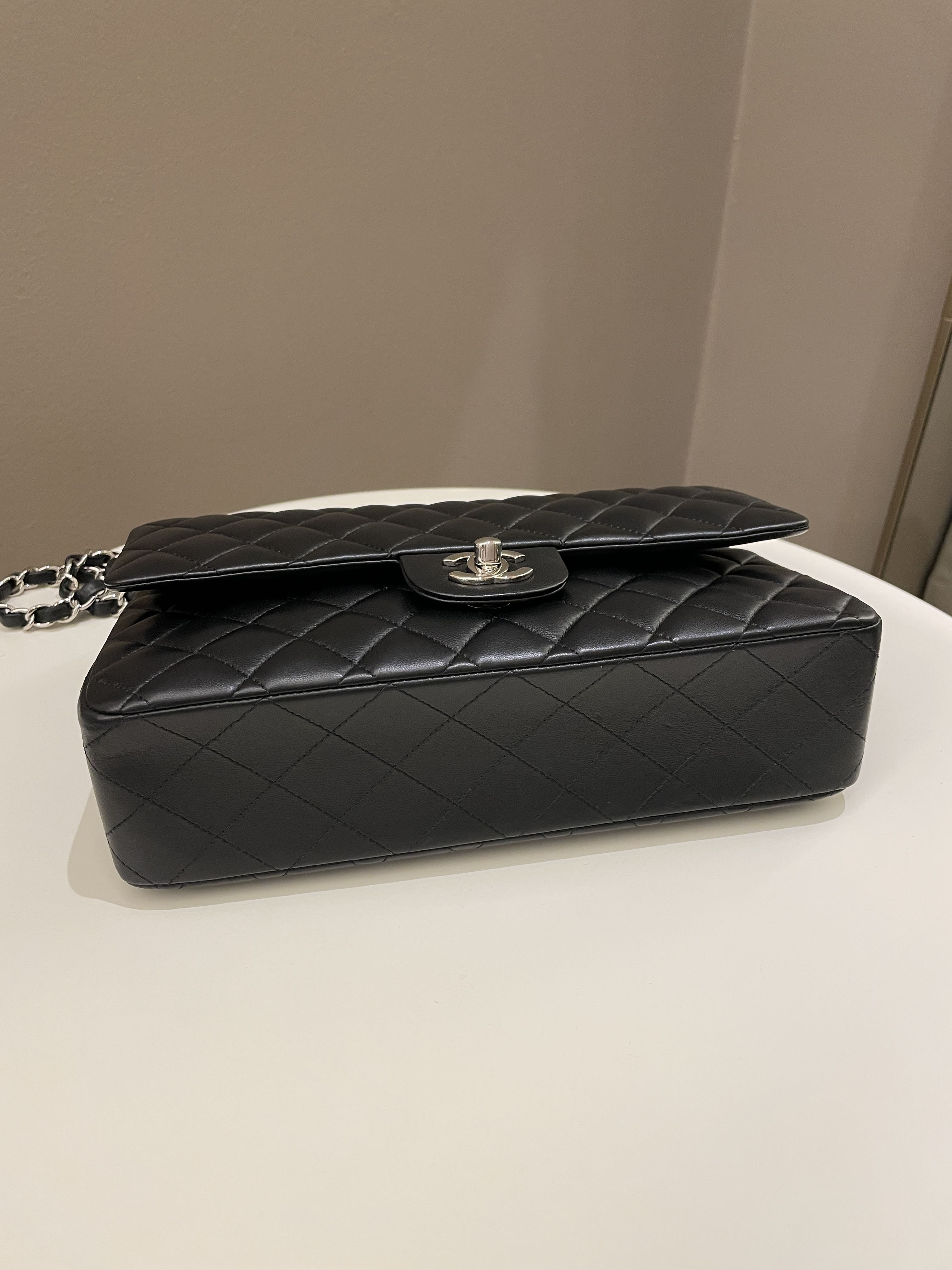 Chanel Classic Quilted Medium Double Flap Black Lambskin
