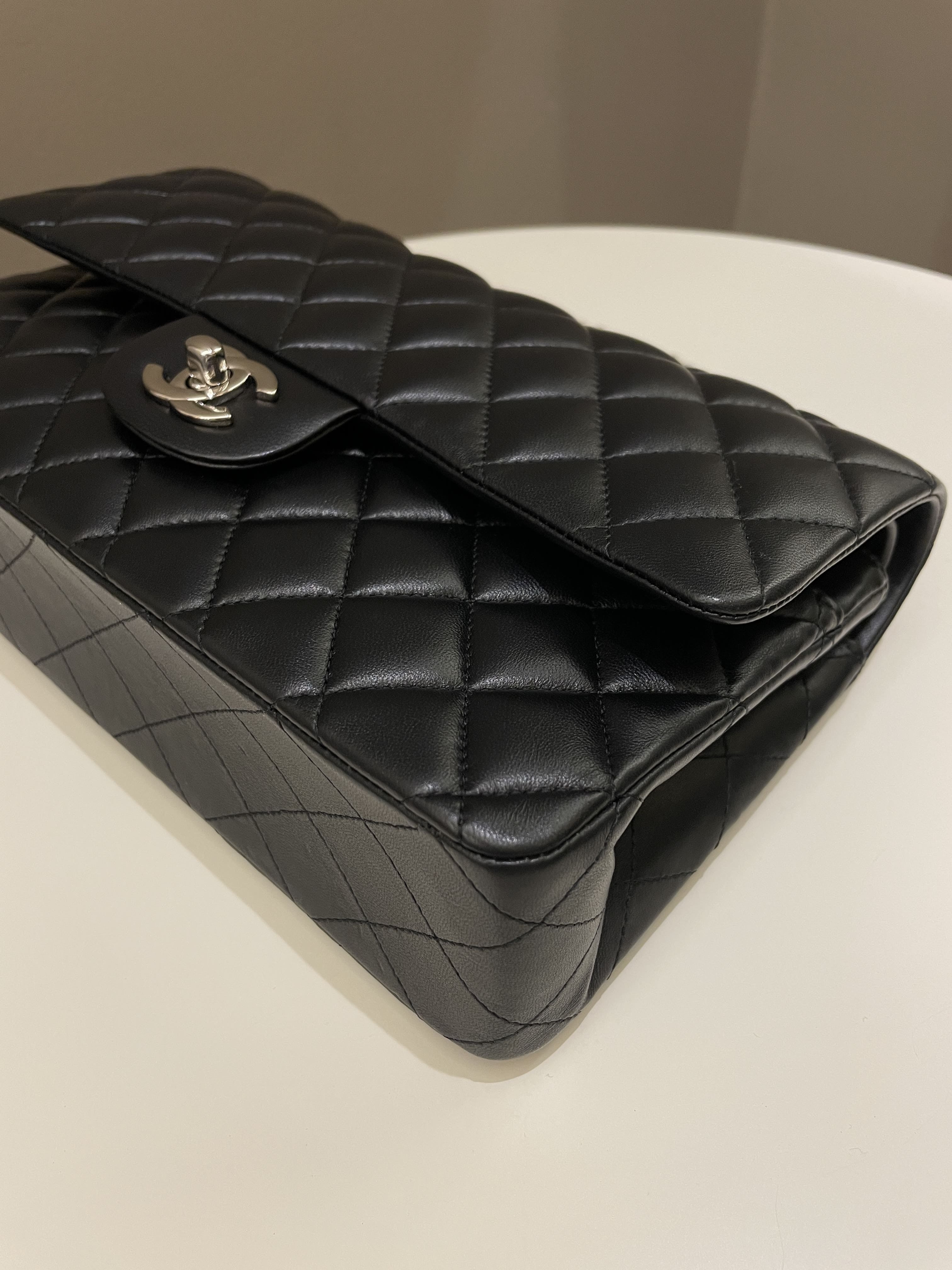 Chanel Classic Quilted Medium Double Flap Black Lambskin