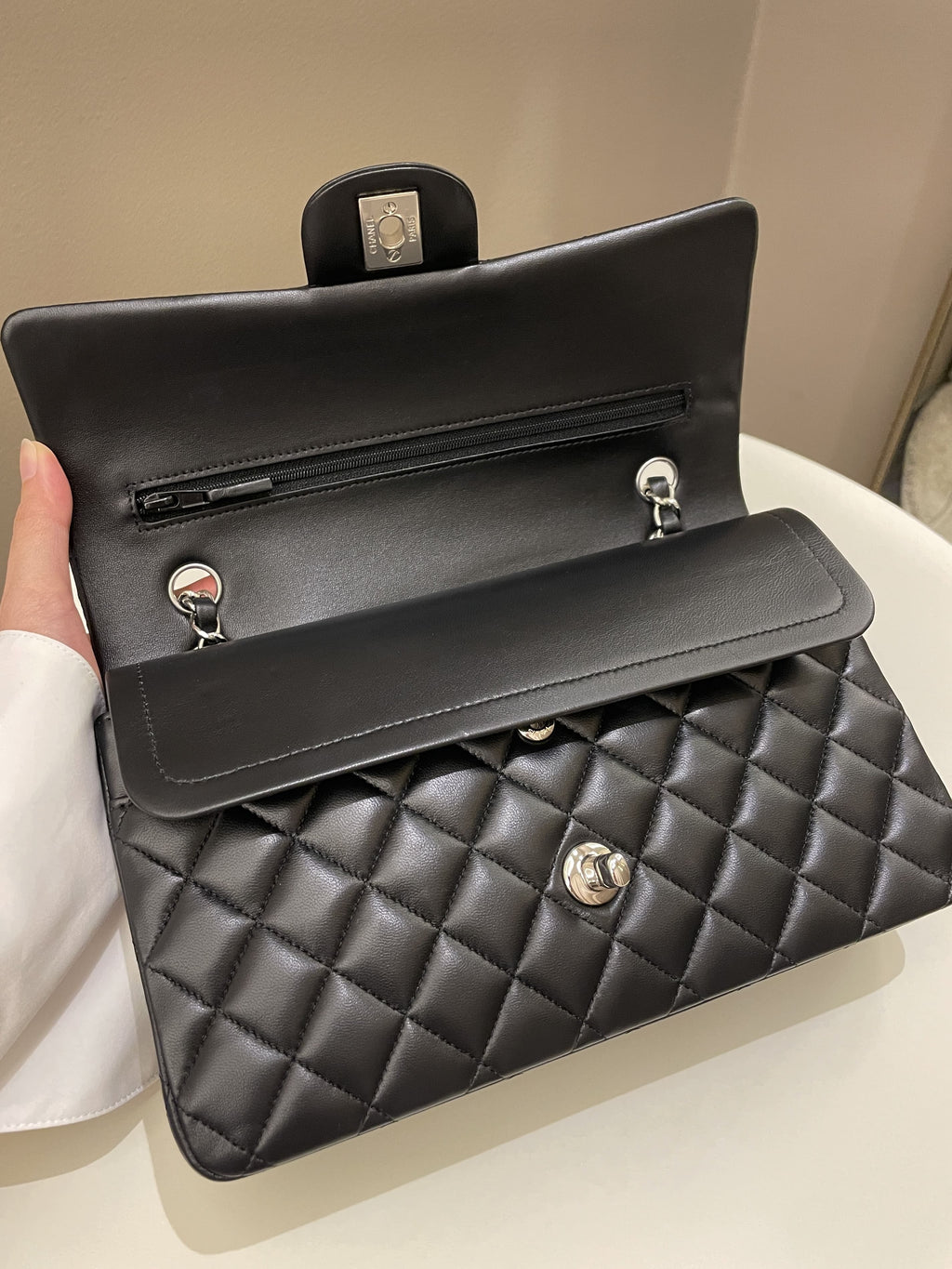 Chanel Classic Quilted Medium Double Flap Black Lambskin