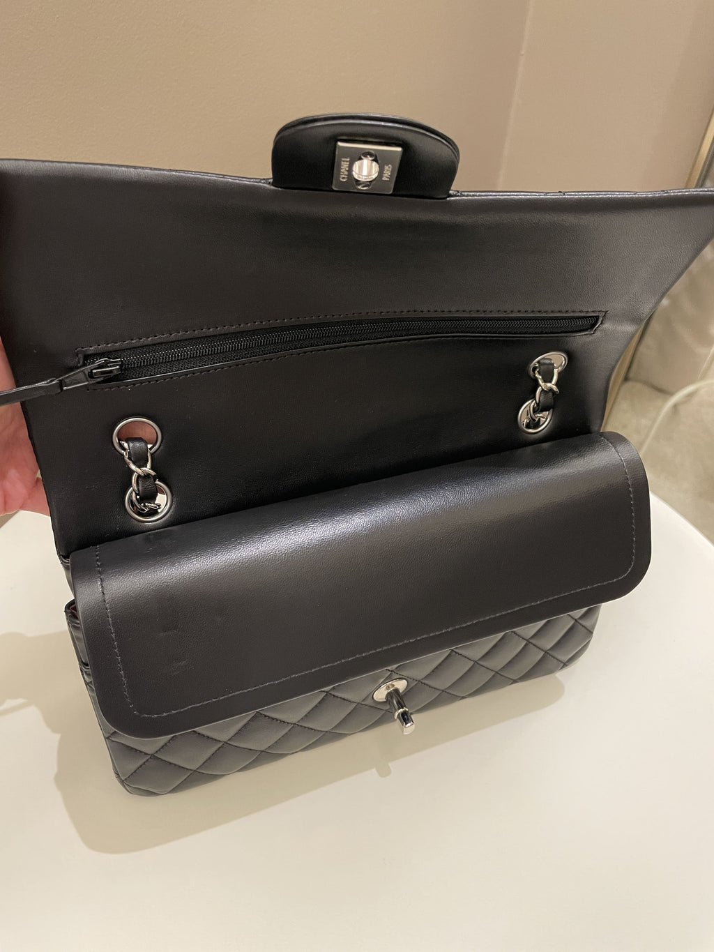 Chanel Classic Quilted Medium Double Flap Black Lambskin