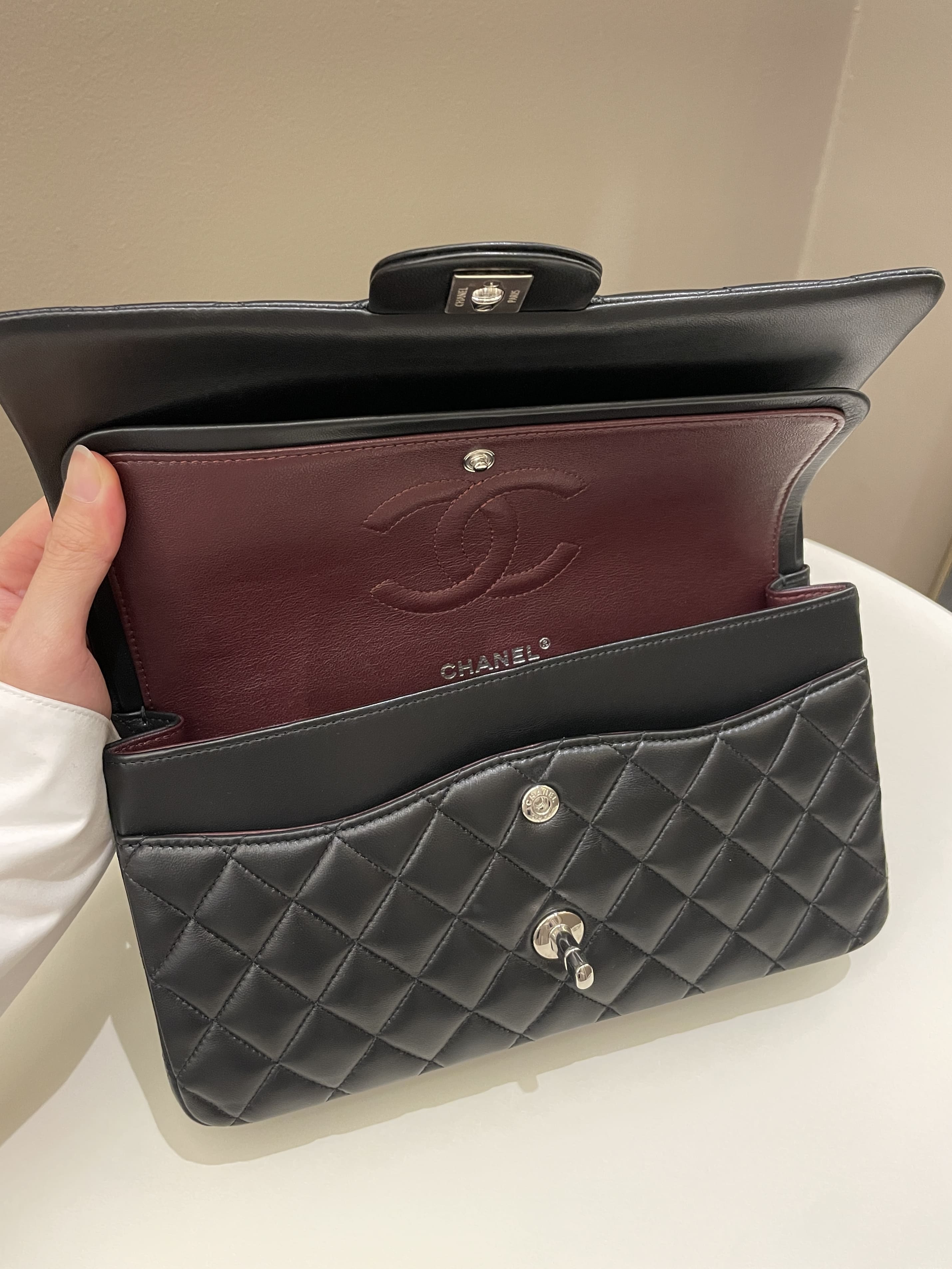 Chanel Classic Quilted Medium Double Flap Black Lambskin