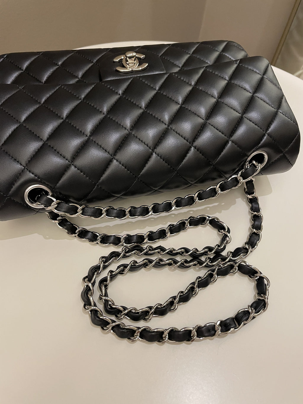 Chanel Classic Quilted Medium Double Flap Black Lambskin