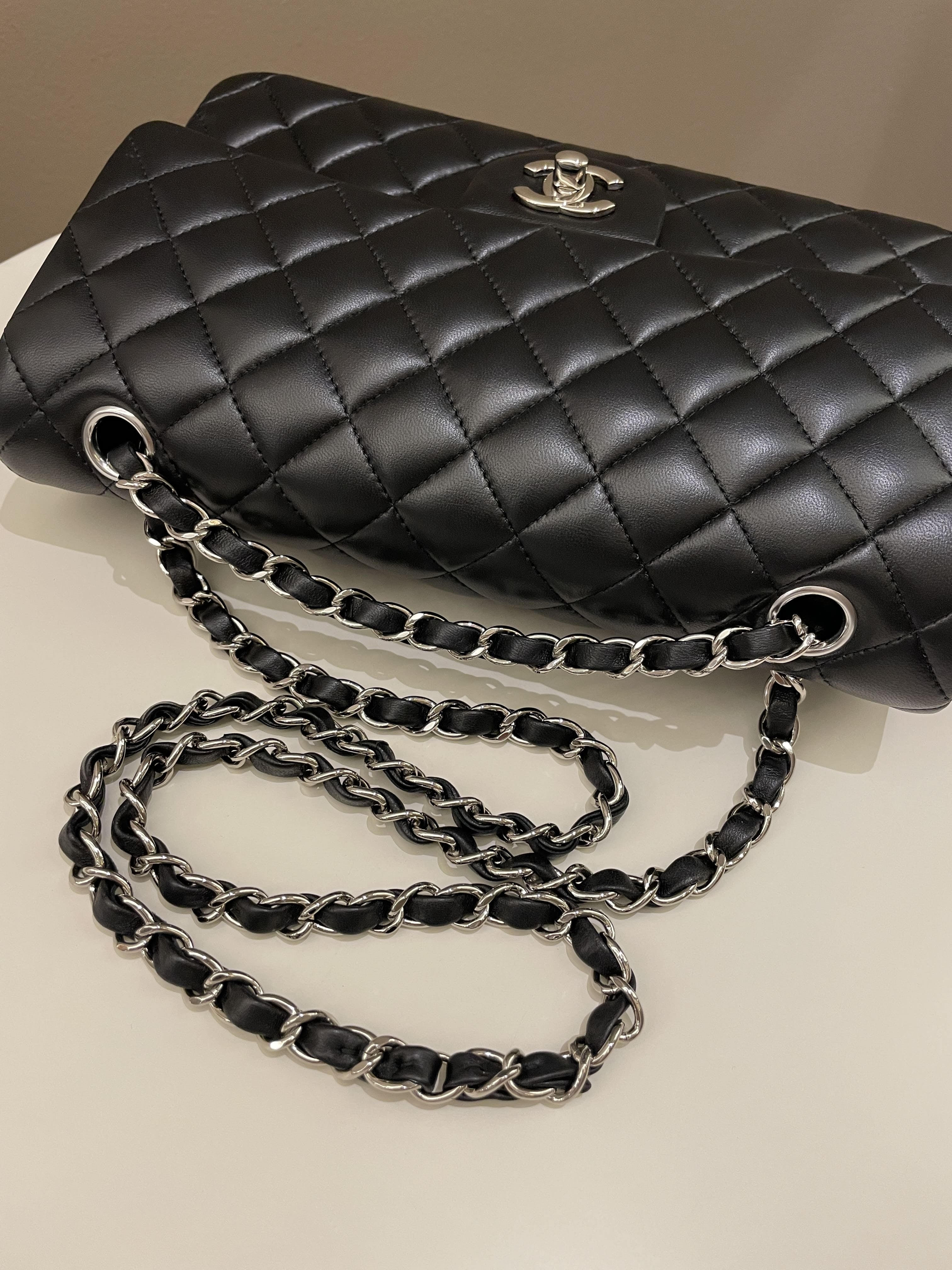 Chanel Classic Quilted Medium Double Flap Black Lambskin