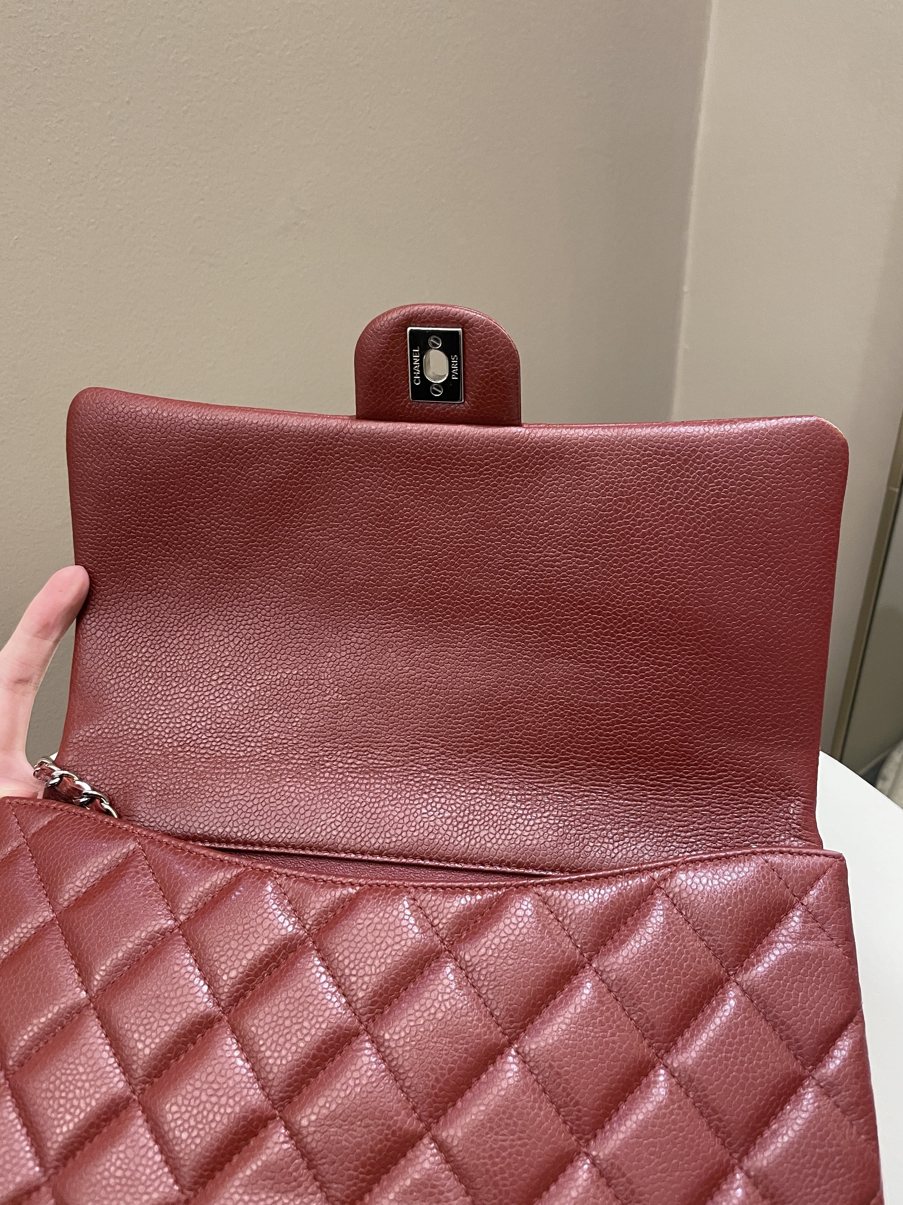 Chanel Quilted Timeless Flap Clutch Bag Burgundy Caviar