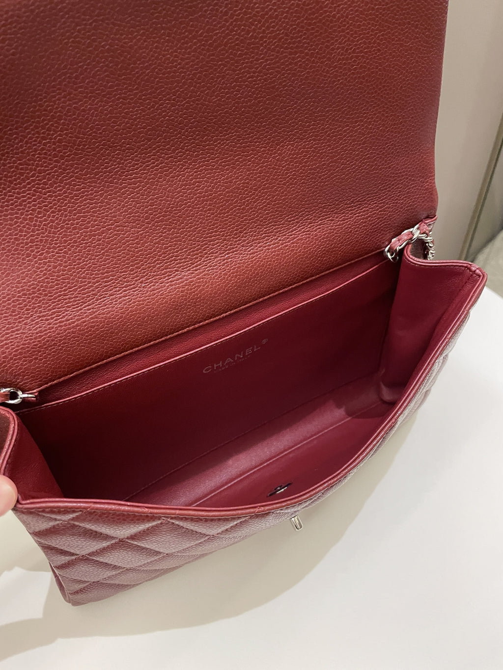 Chanel Quilted Timeless Flap Clutch Bag Burgundy Caviar