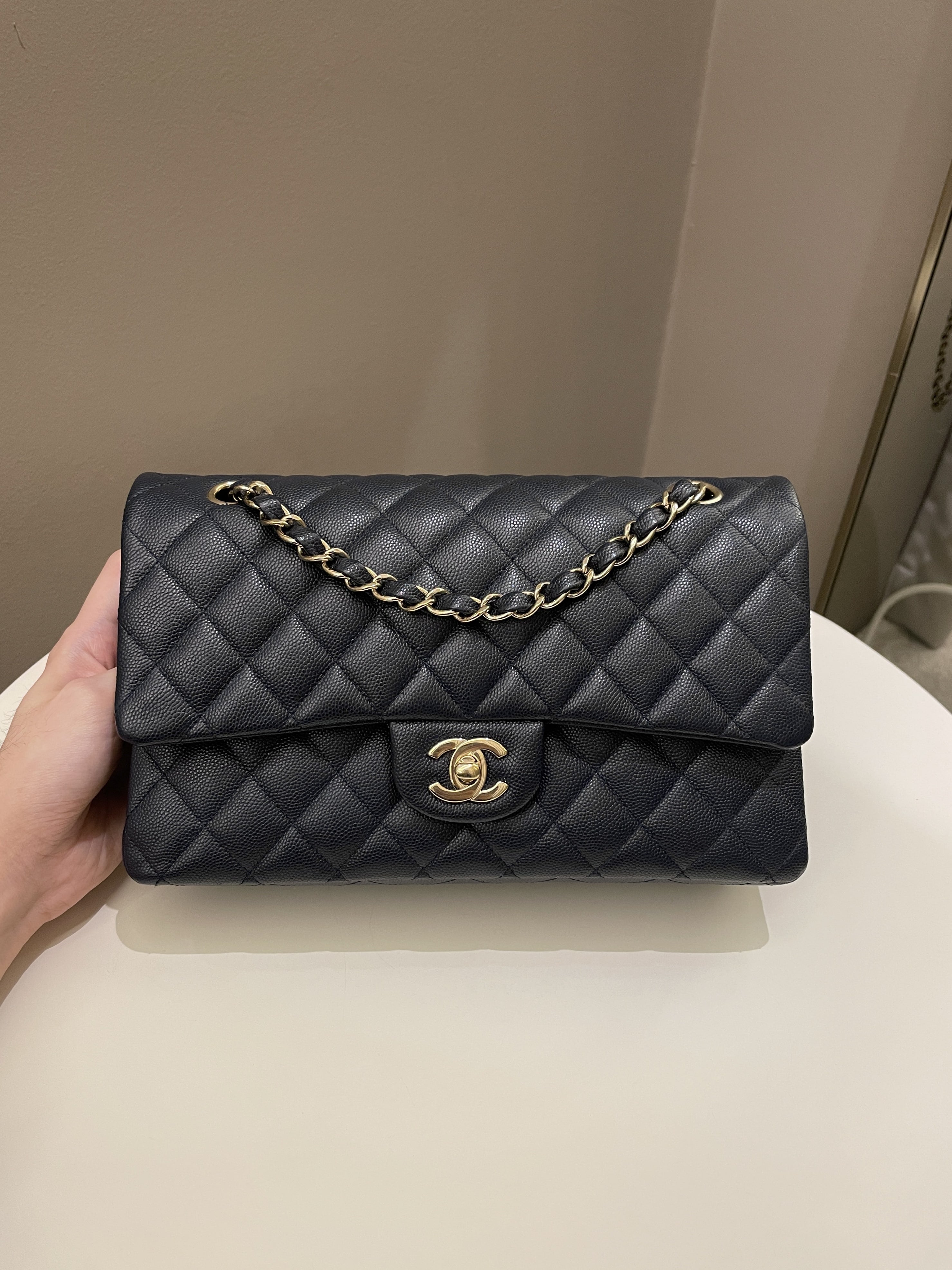 Chanel Classic Quilted Medium Double Flap Midnight Blue Caviar