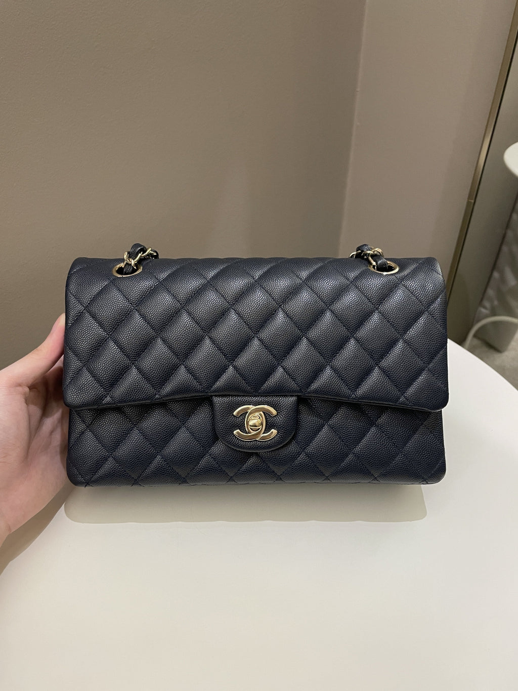 Chanel Classic Quilted Medium Double Flap Midnight Blue Caviar