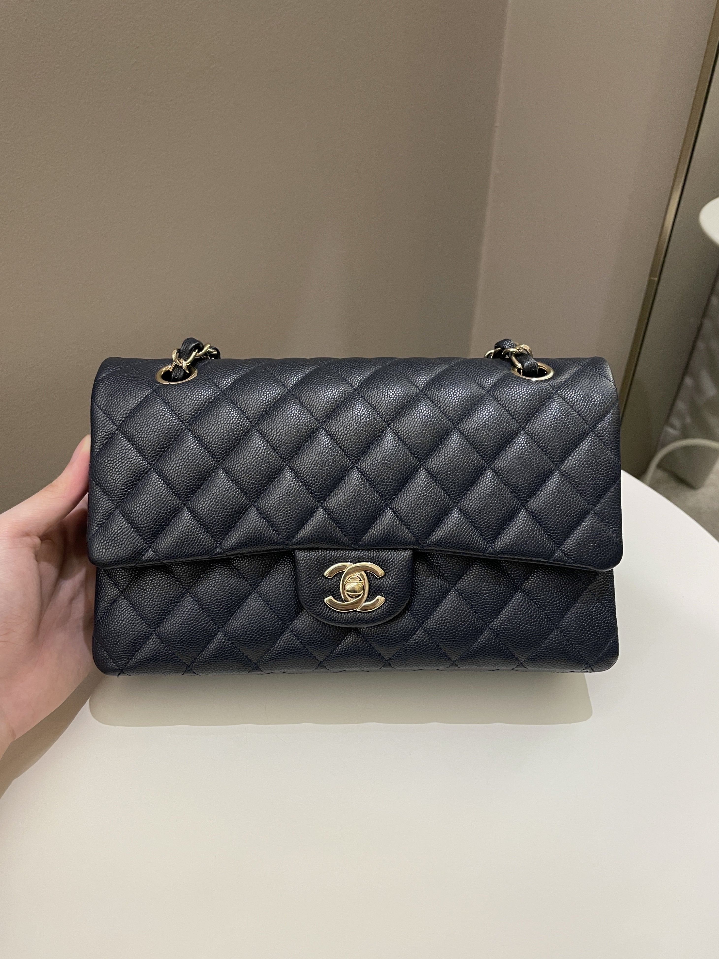 Chanel Classic Quilted Medium Double Flap Midnight Blue Caviar