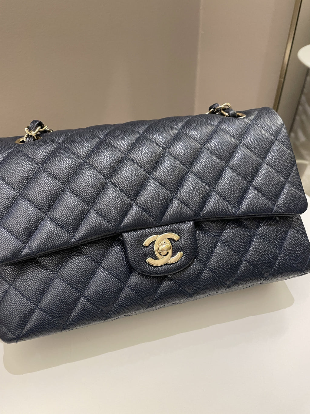 Chanel Classic Quilted Medium Double Flap Midnight Blue Caviar