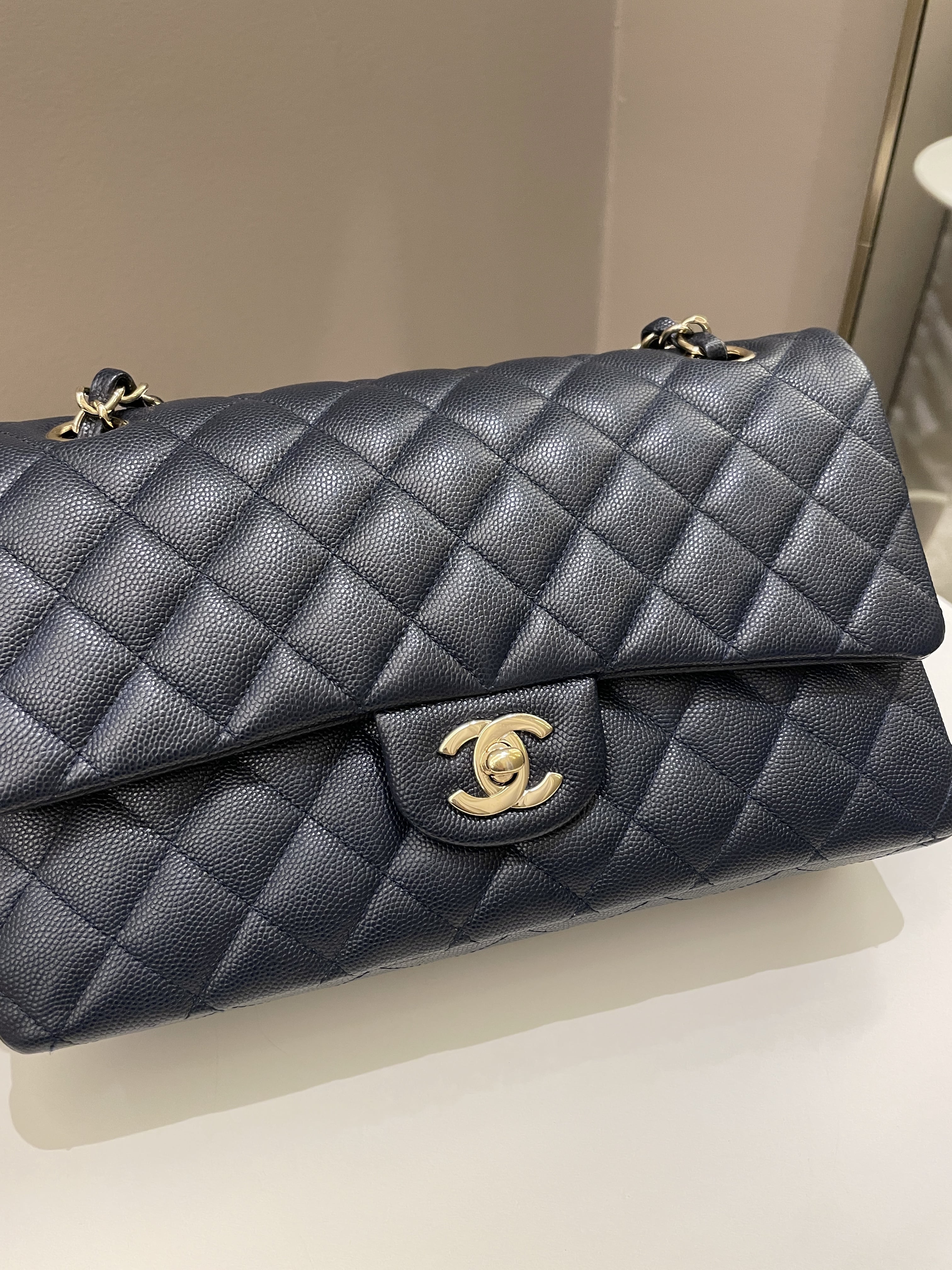 Chanel Classic Quilted Medium Double Flap Midnight Blue Caviar
