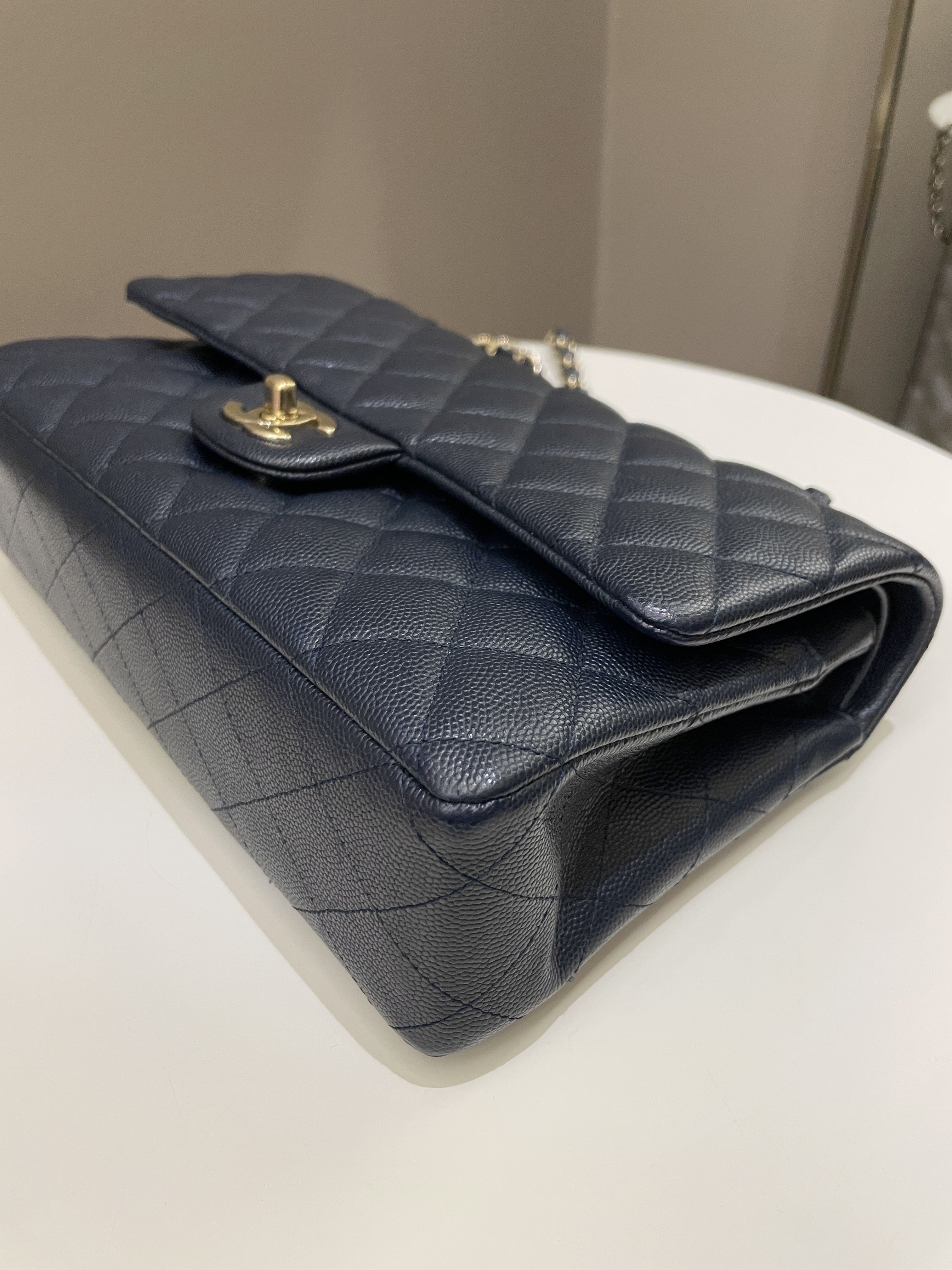 Chanel Classic Quilted Medium Double Flap Midnight Blue Caviar