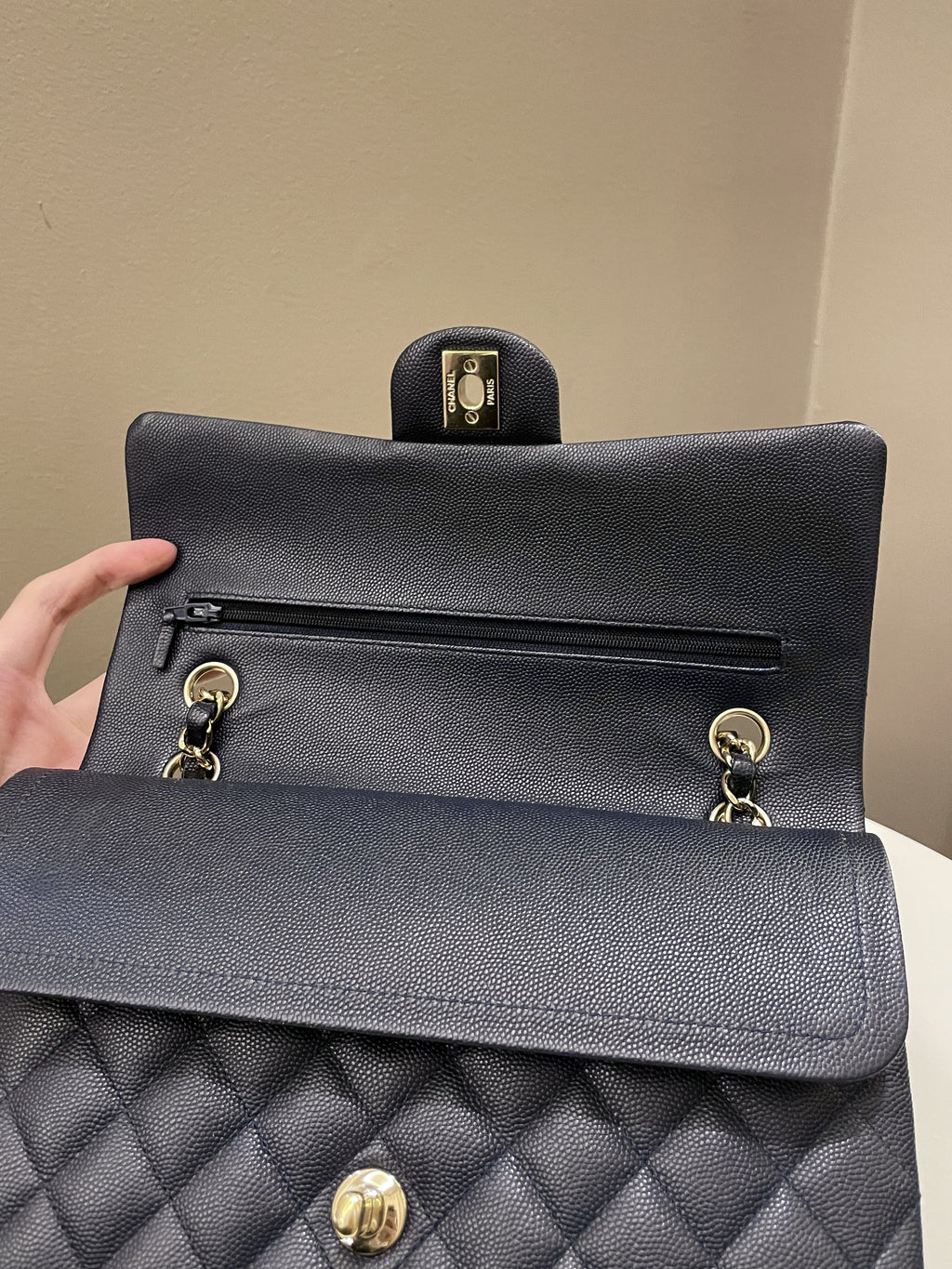 Chanel Classic Quilted Medium Double Flap Midnight Blue Caviar