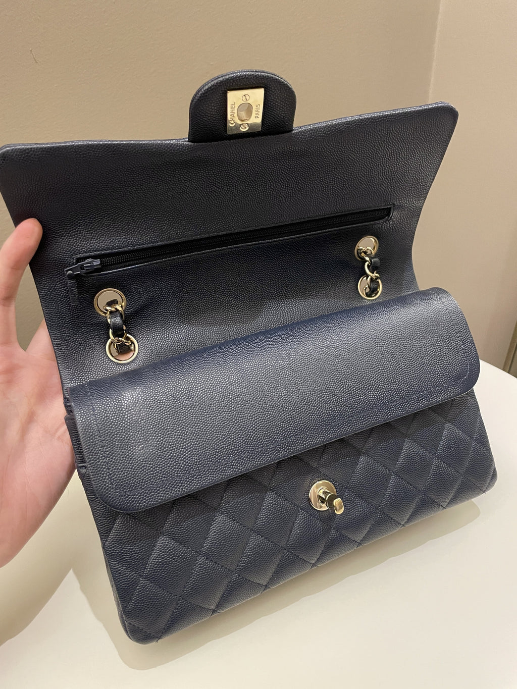 Chanel Classic Quilted Medium Double Flap Midnight Blue Caviar