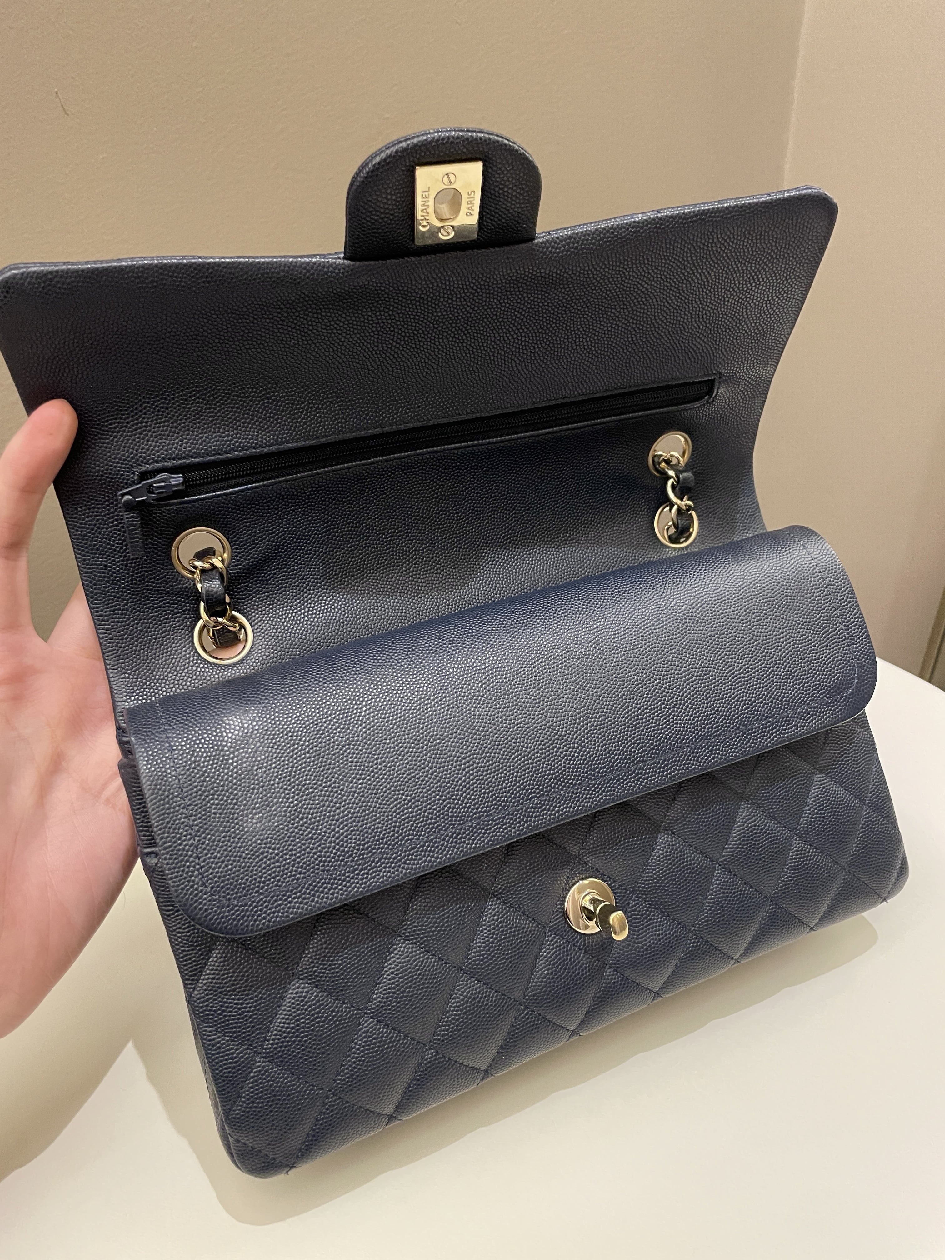 Chanel Classic Quilted Medium Double Flap Midnight Blue Caviar