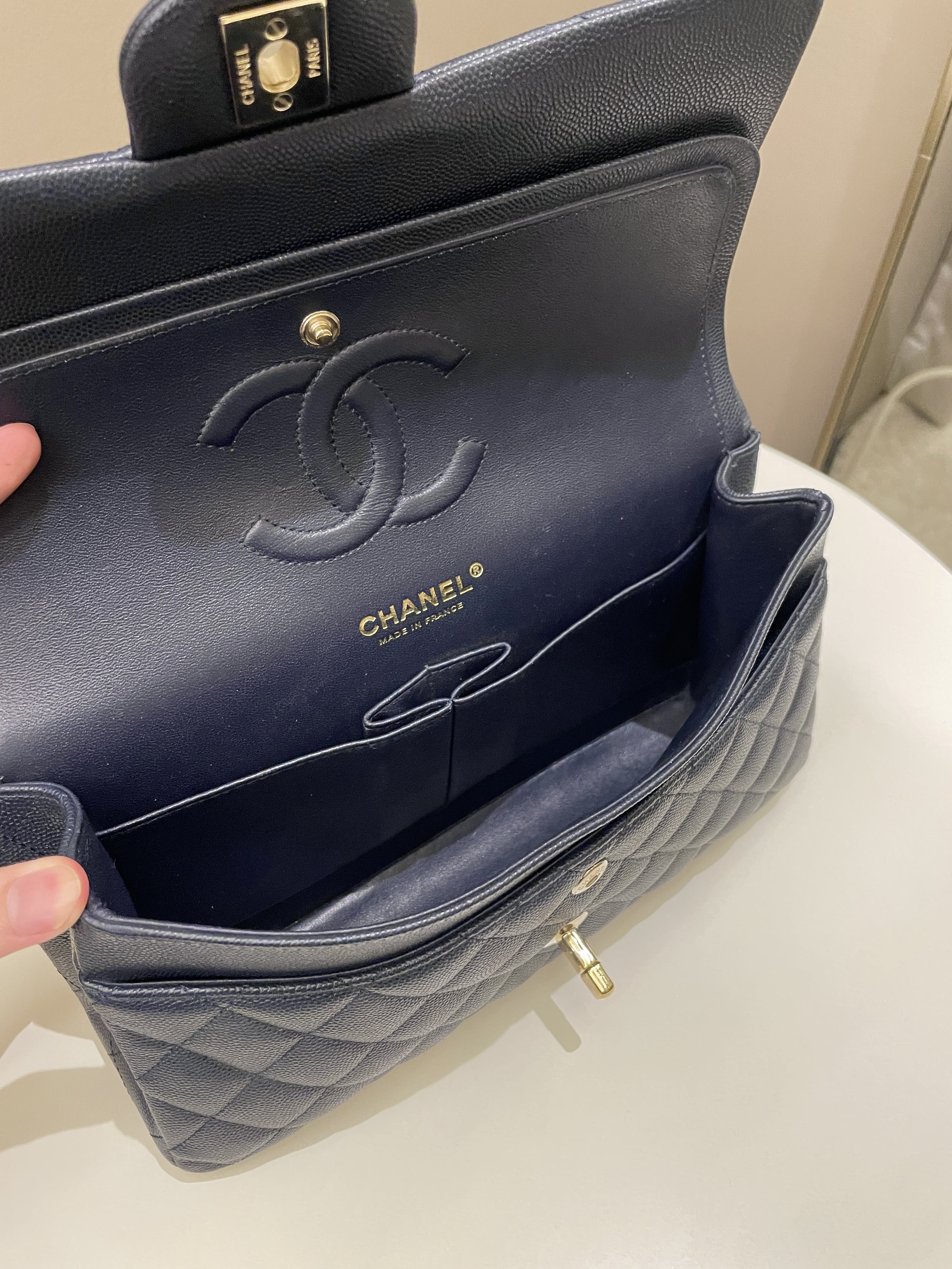 Chanel Classic Quilted Medium Double Flap Midnight Blue Caviar