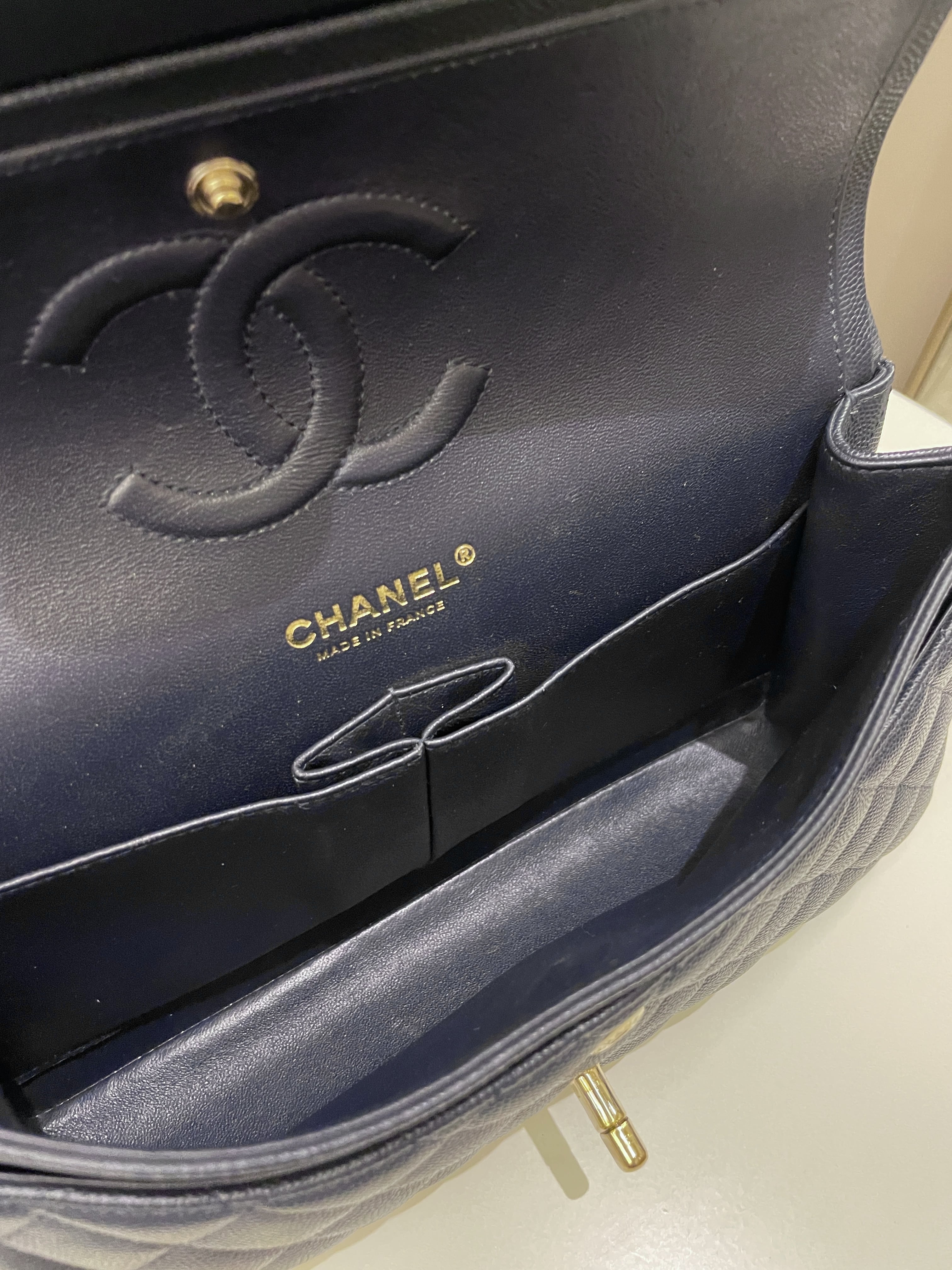 Chanel Classic Quilted Medium Double Flap Midnight Blue Caviar