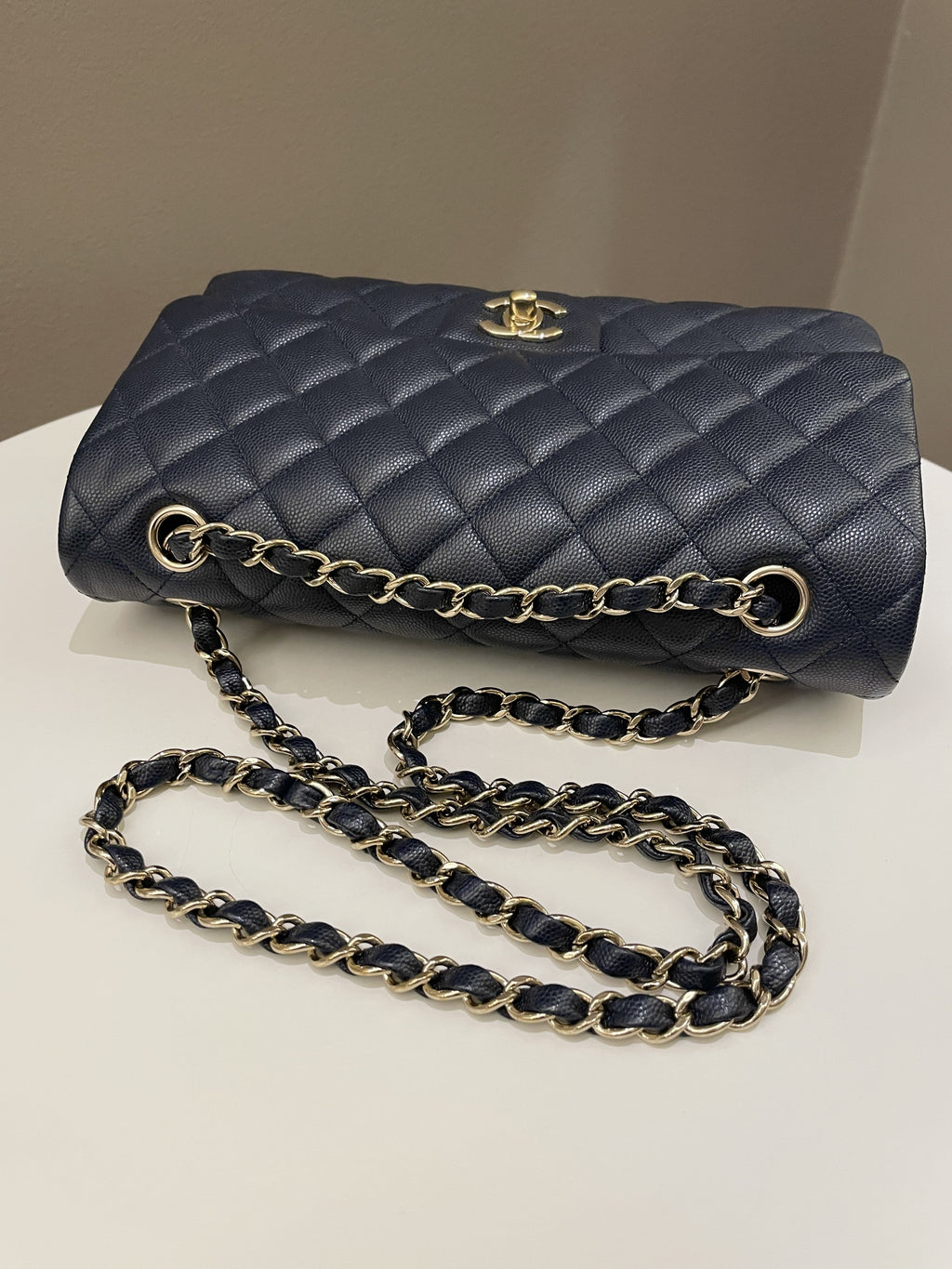 Chanel Classic Quilted Medium Double Flap Midnight Blue Caviar