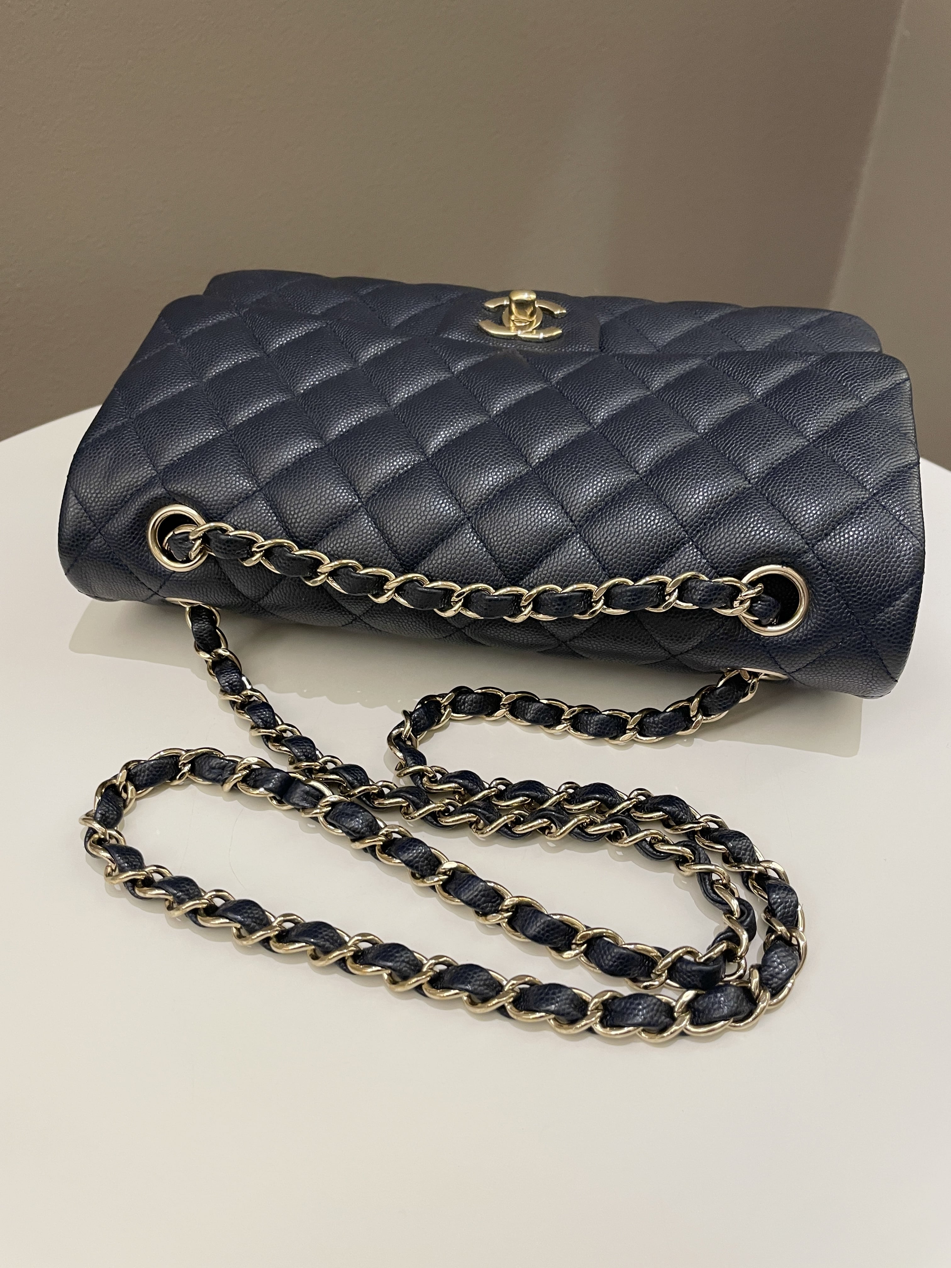 Chanel Classic Quilted Medium Double Flap Midnight Blue Caviar