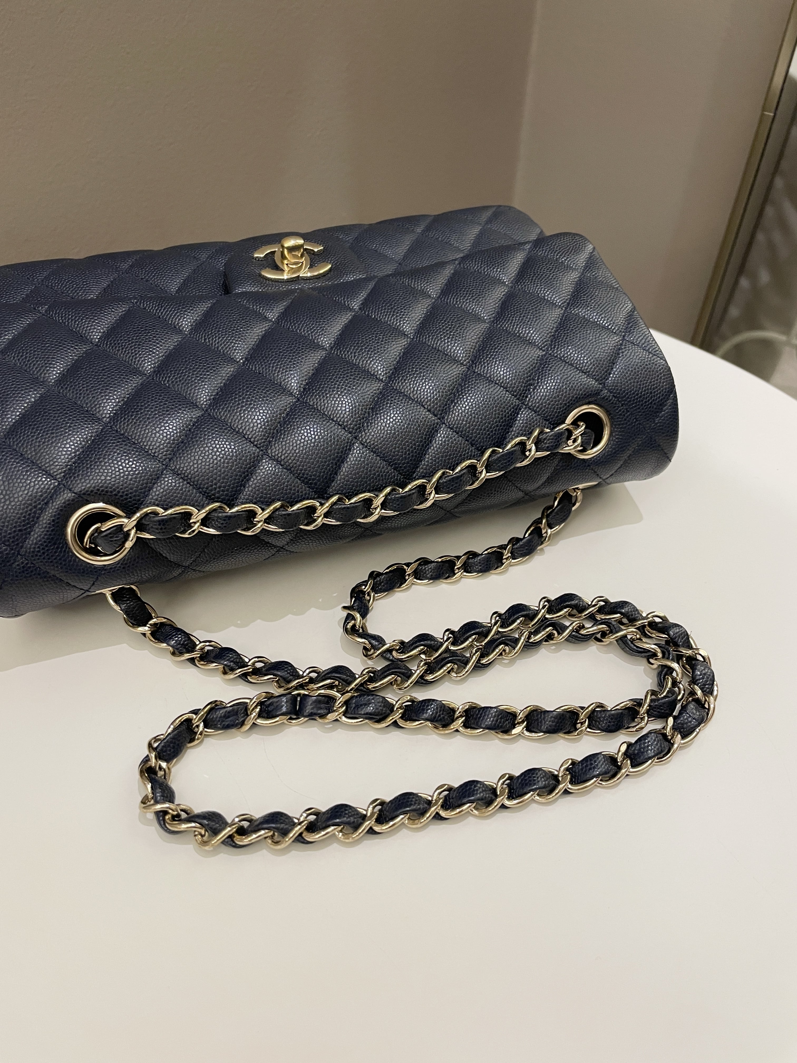 Chanel Classic Quilted Medium Double Flap Midnight Blue Caviar