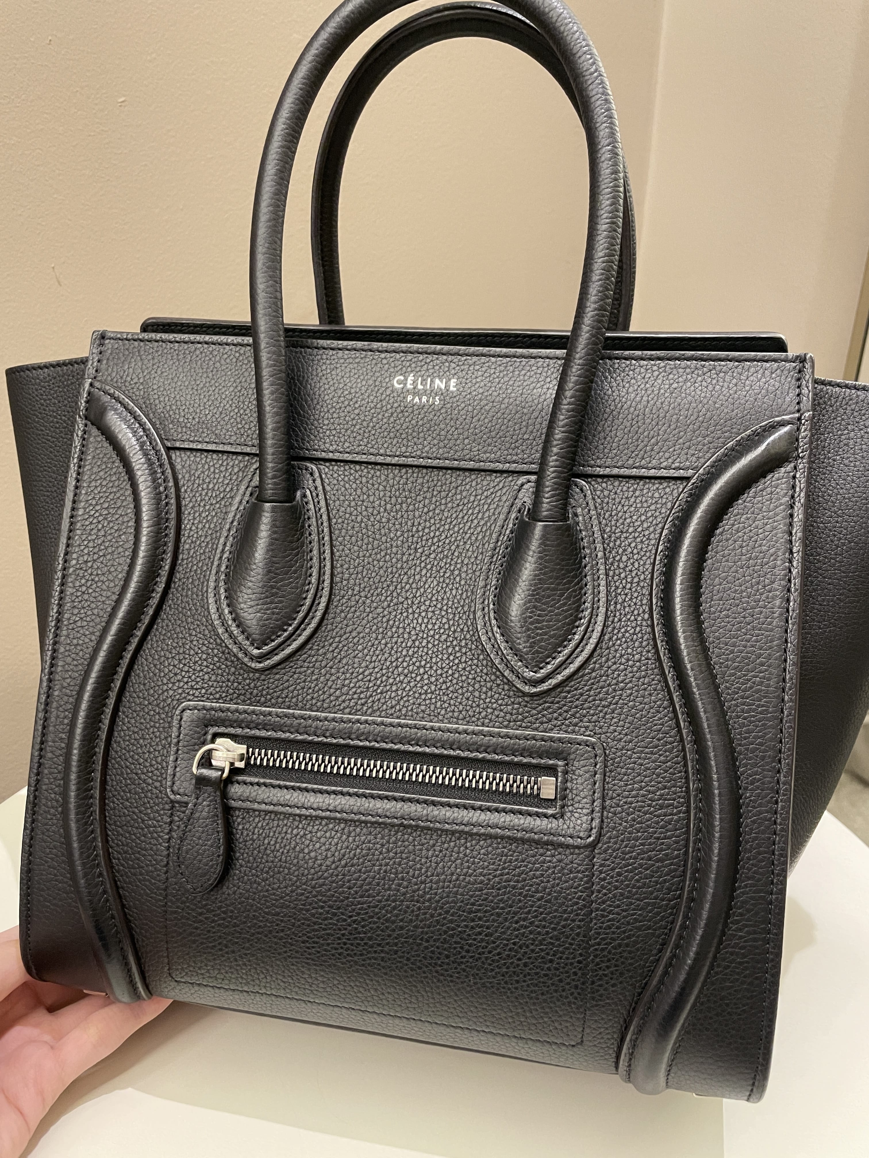 Celine Micro Luggage Black Grainy Leather