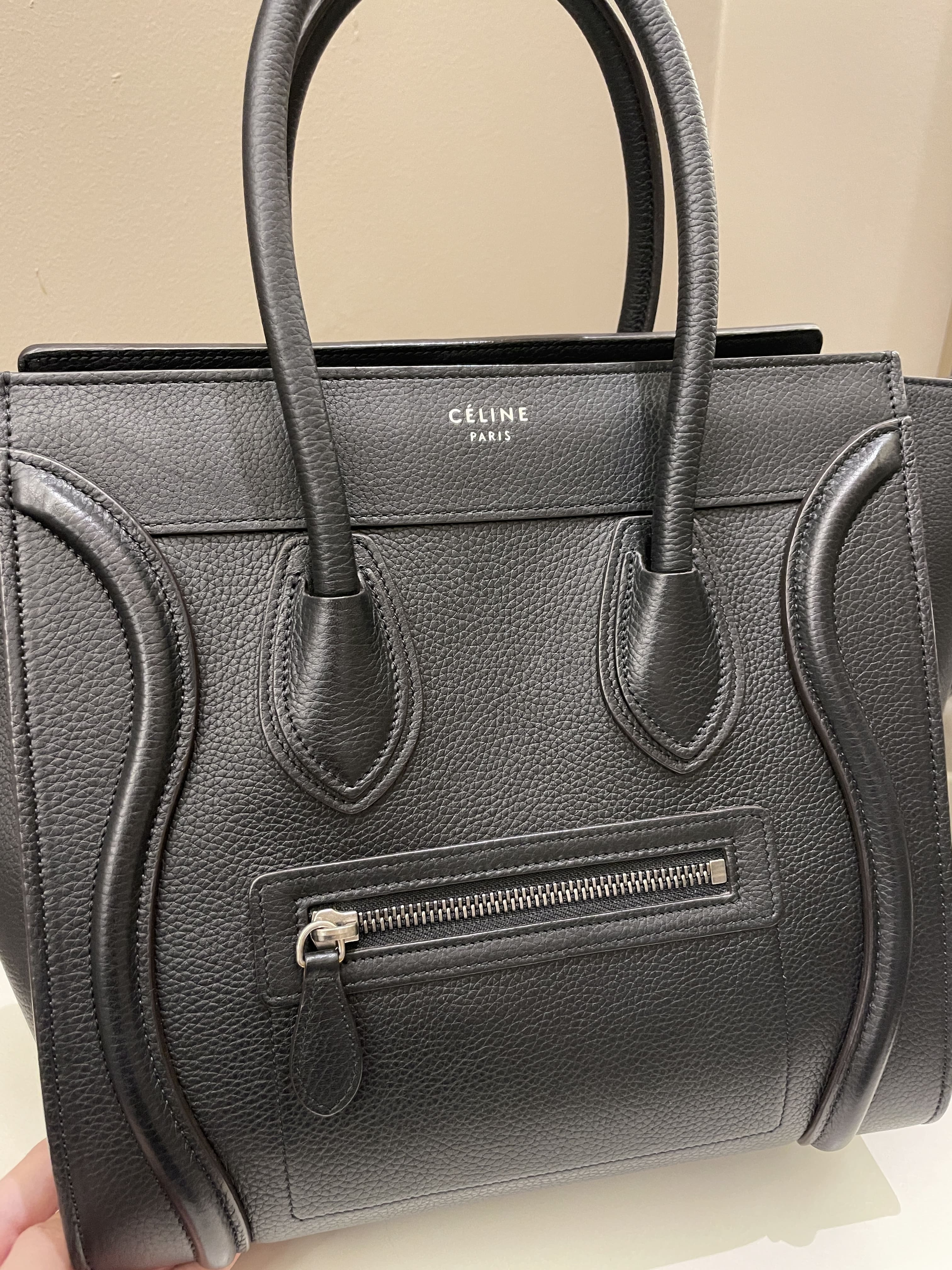 Celine Micro Luggage Black Grainy Leather