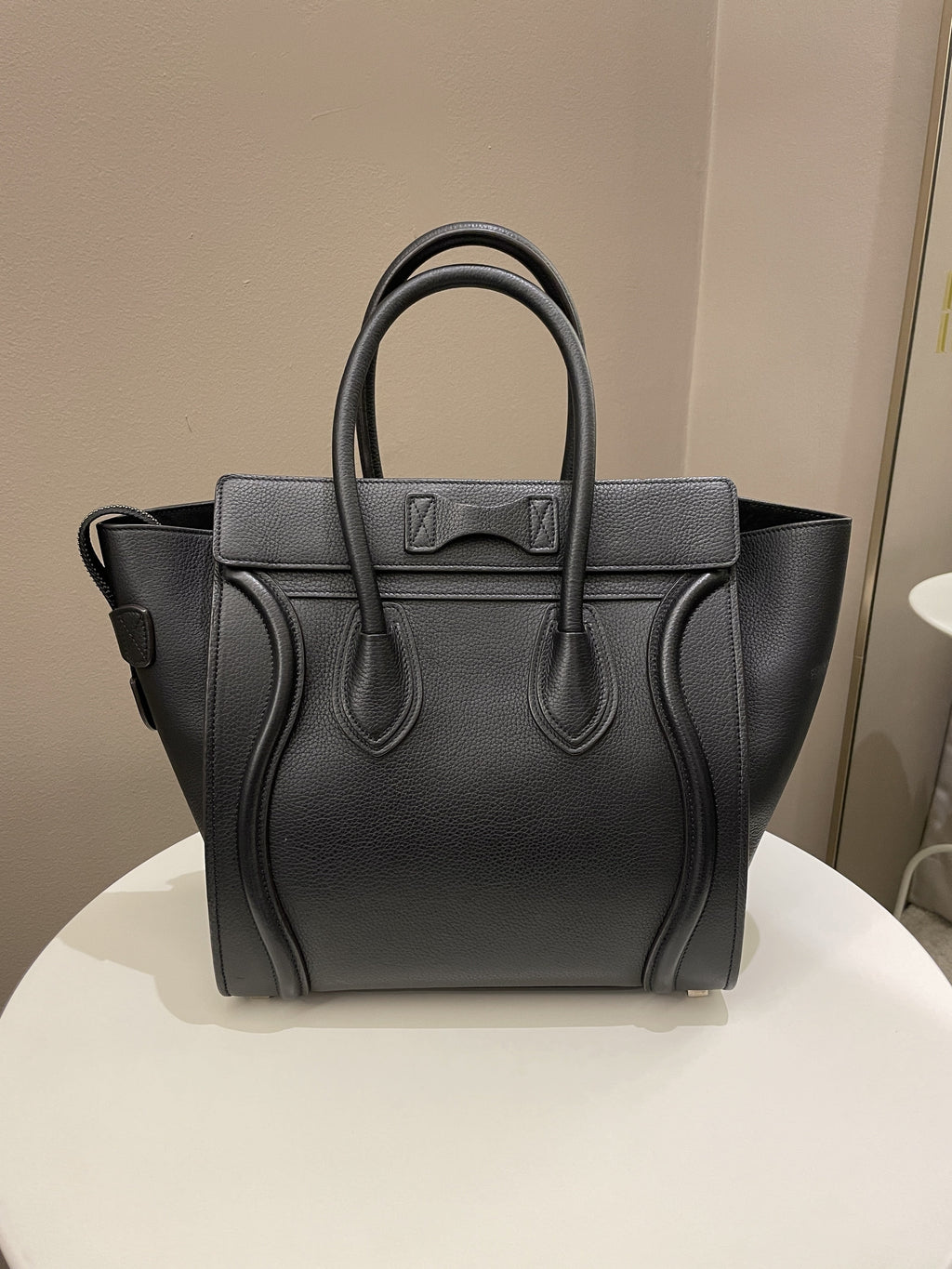 Celine Micro Luggage Black Grainy Leather
