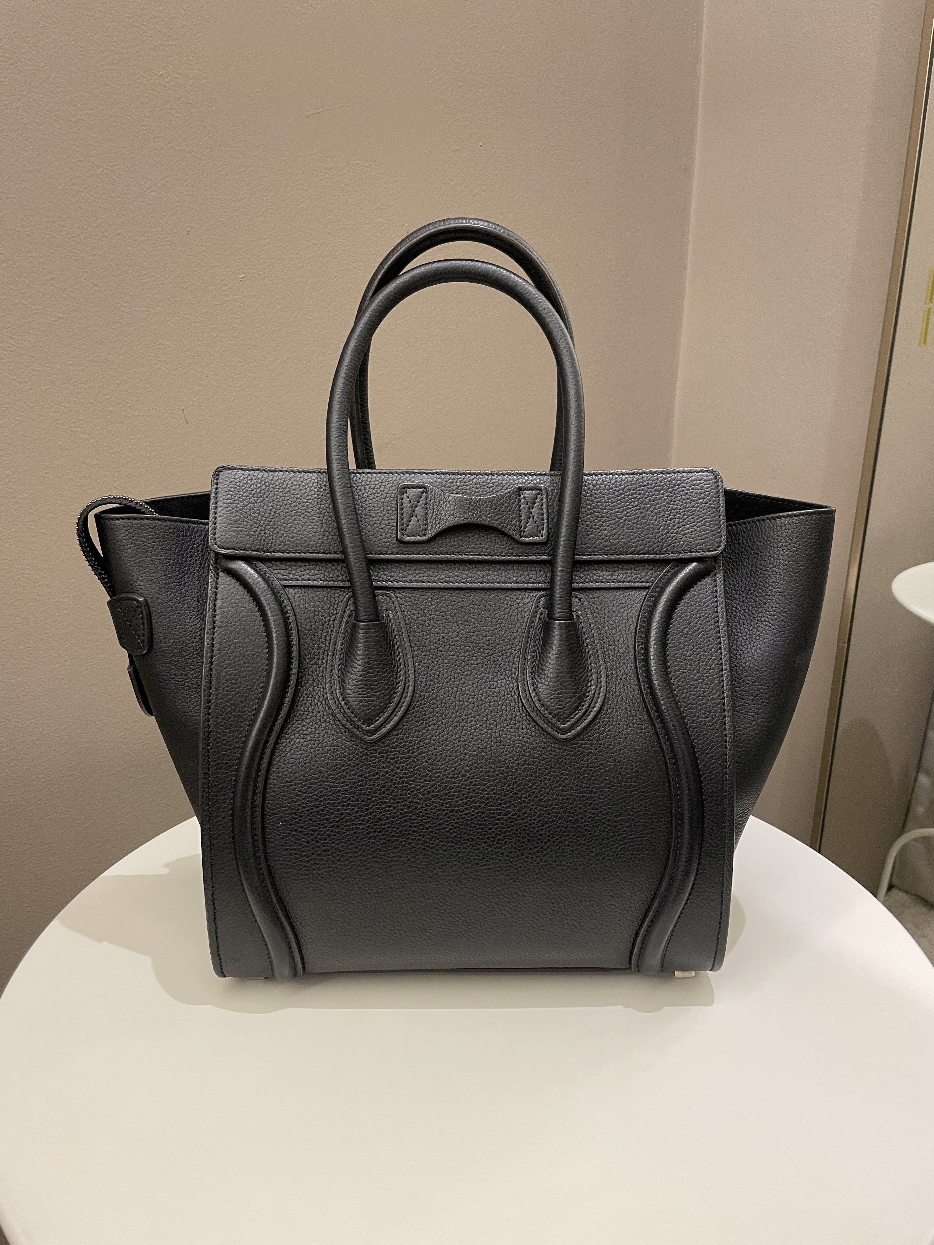Celine Micro Luggage Black Grainy Leather